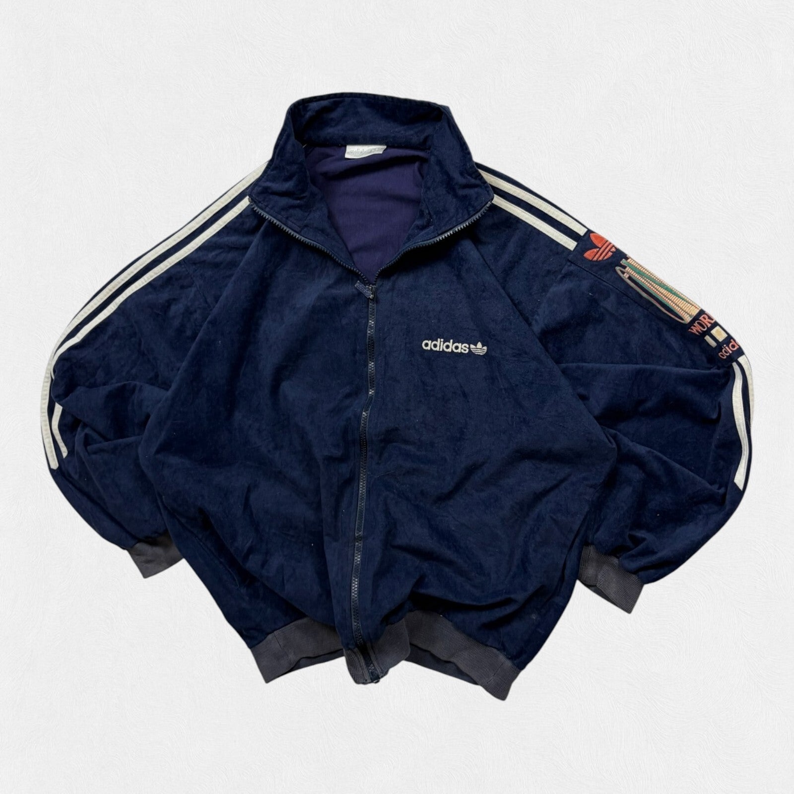 Vintage 90s adidas originals velour track top (L)