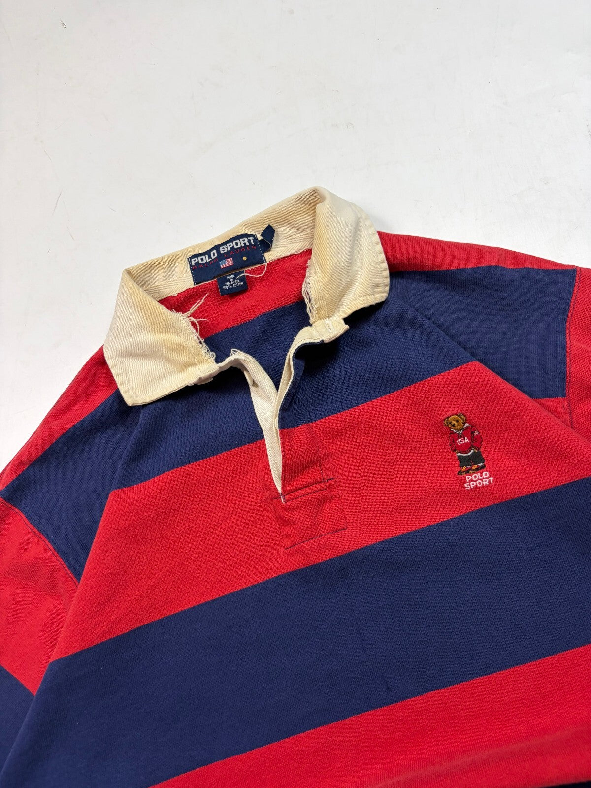 Vintage 90s Ralph Lauren Polo sport striped rugby polo (L)