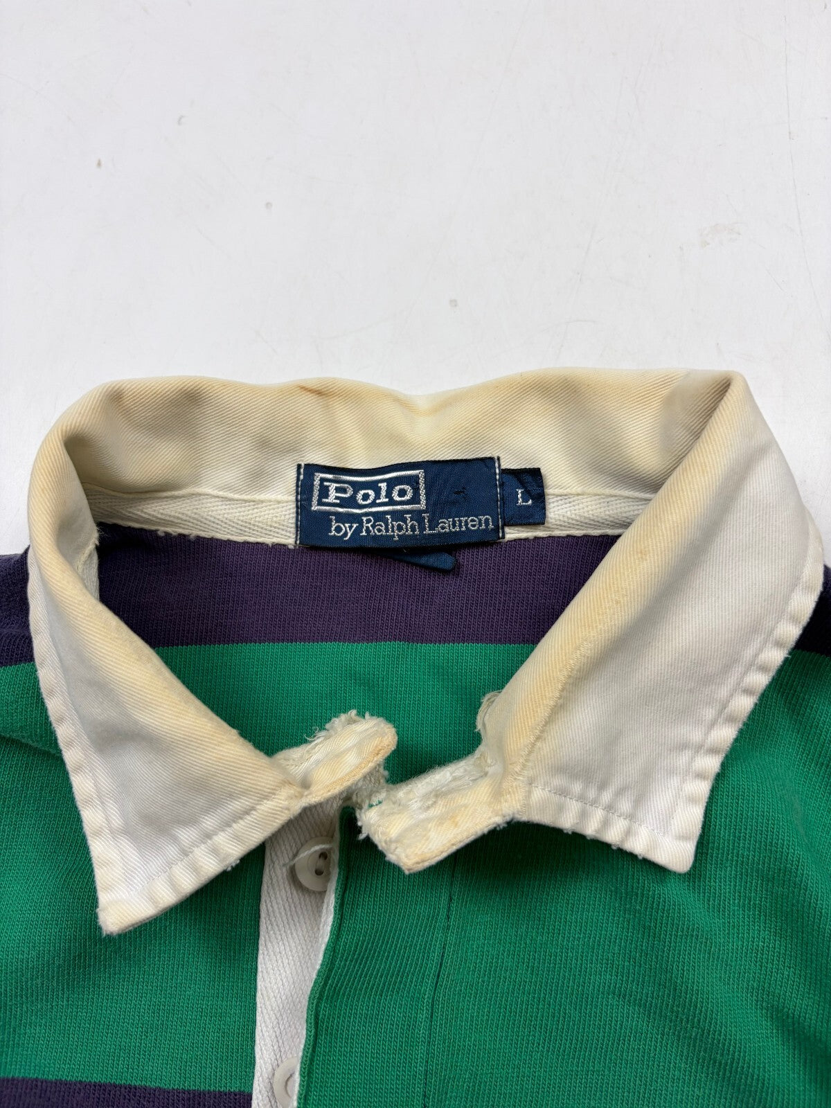 Vintage 90s Ralph Lauren striped rugby polo shirt (L)