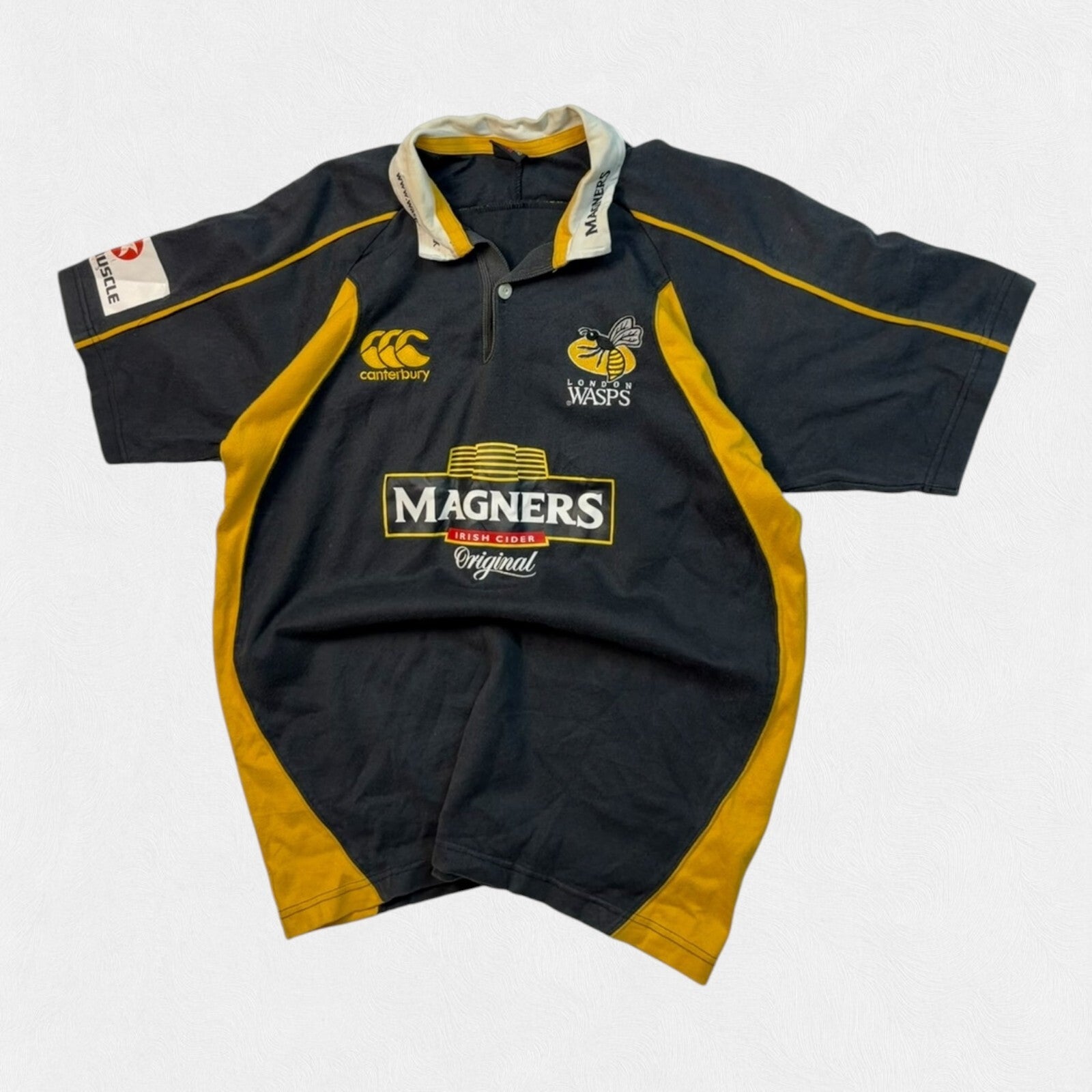 Vintage London Wasps 2007/08 Canterbury home rugby shirt (M)
