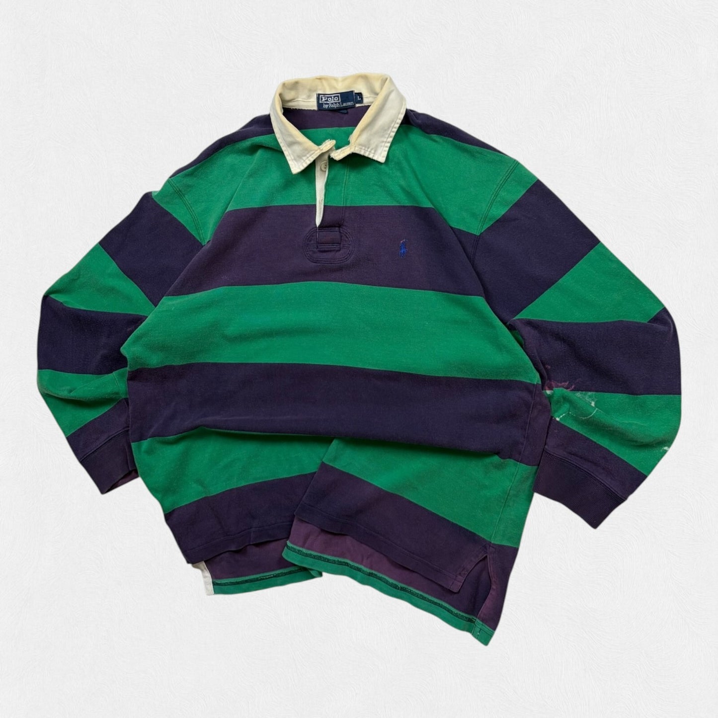 Vintage 90s Ralph Lauren striped rugby polo shirt (L)