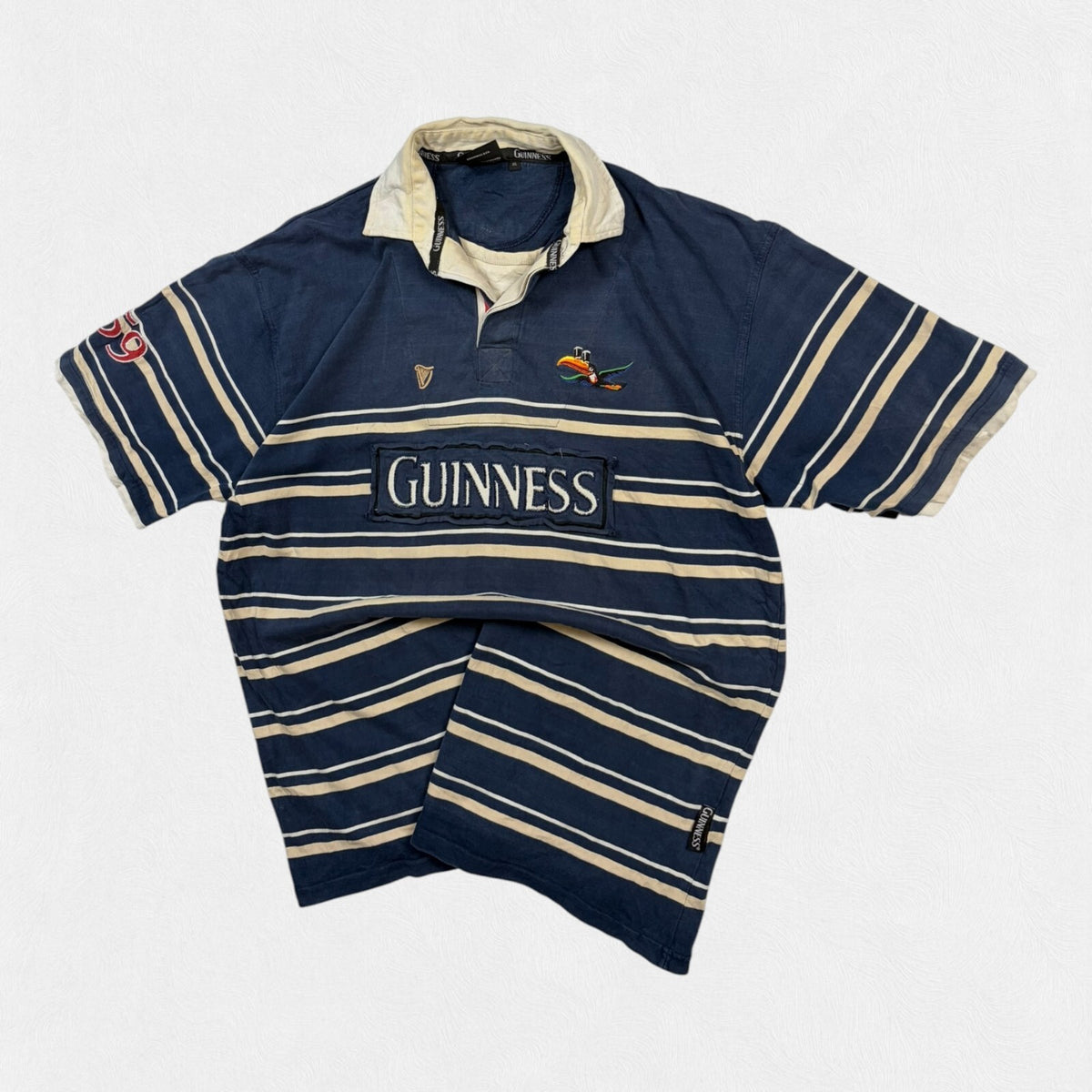 Vintage Guinness beer striped rugby polo shirt (XXL)
