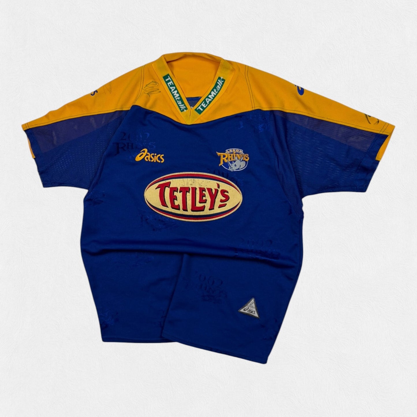 Vintage Leeds Rhinos 2002 Chev Walker signed Asics rugby league shirt (M)