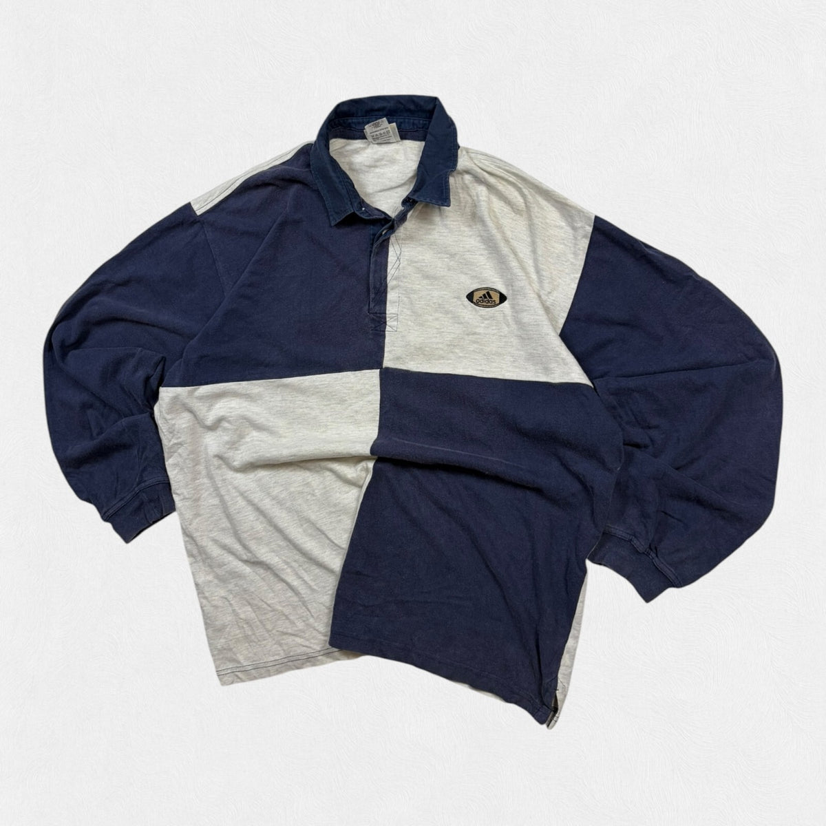 Vintage 90s adidas colour block rugby polo shirt (XXL)