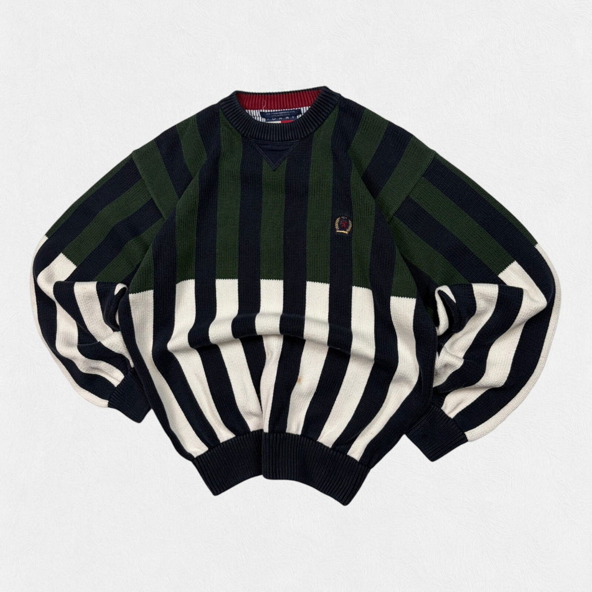 Vintage 90s Tommy Hilfiger striped knit sweater (M)