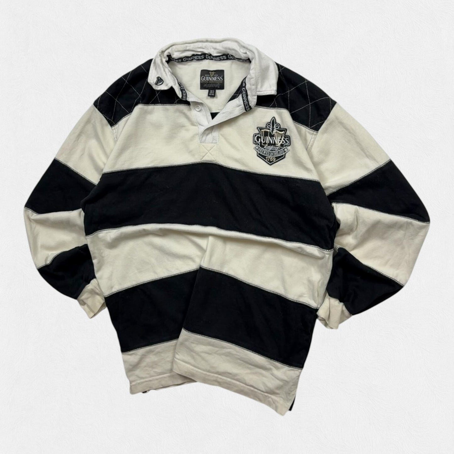 Vintage Guinness striped rugby polo shirt (S)