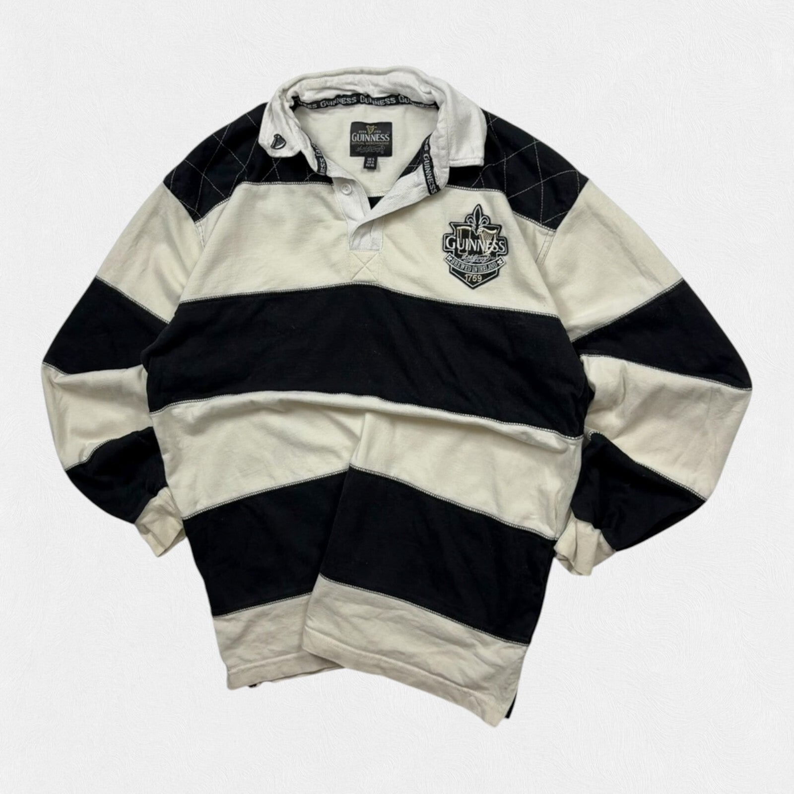 Vintage Guinness striped rugby polo shirt (S)