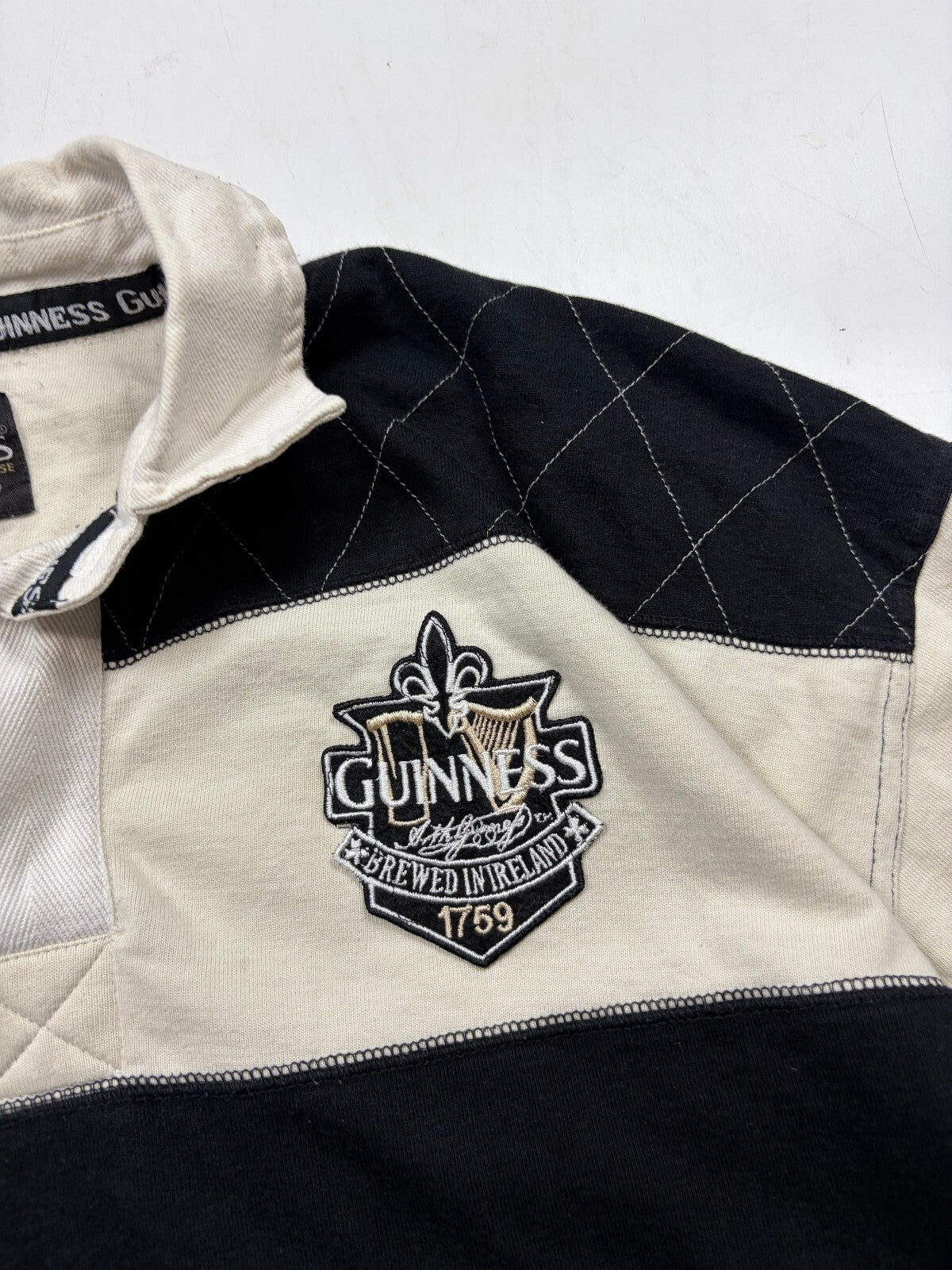 Vintage Guinness striped rugby polo shirt (L)