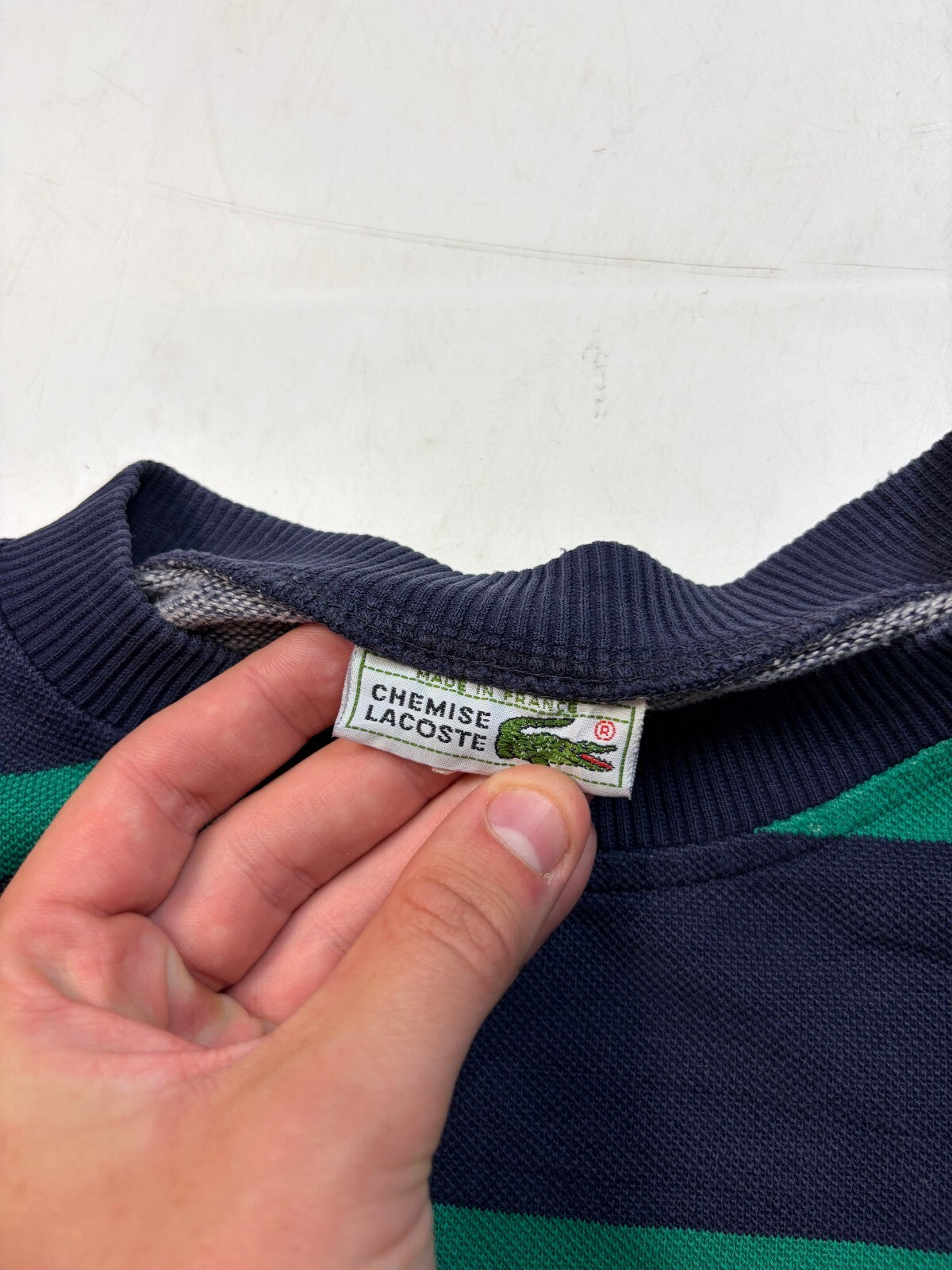 Vintage 80s Lacoste la chemise striped sweatshirt (L)