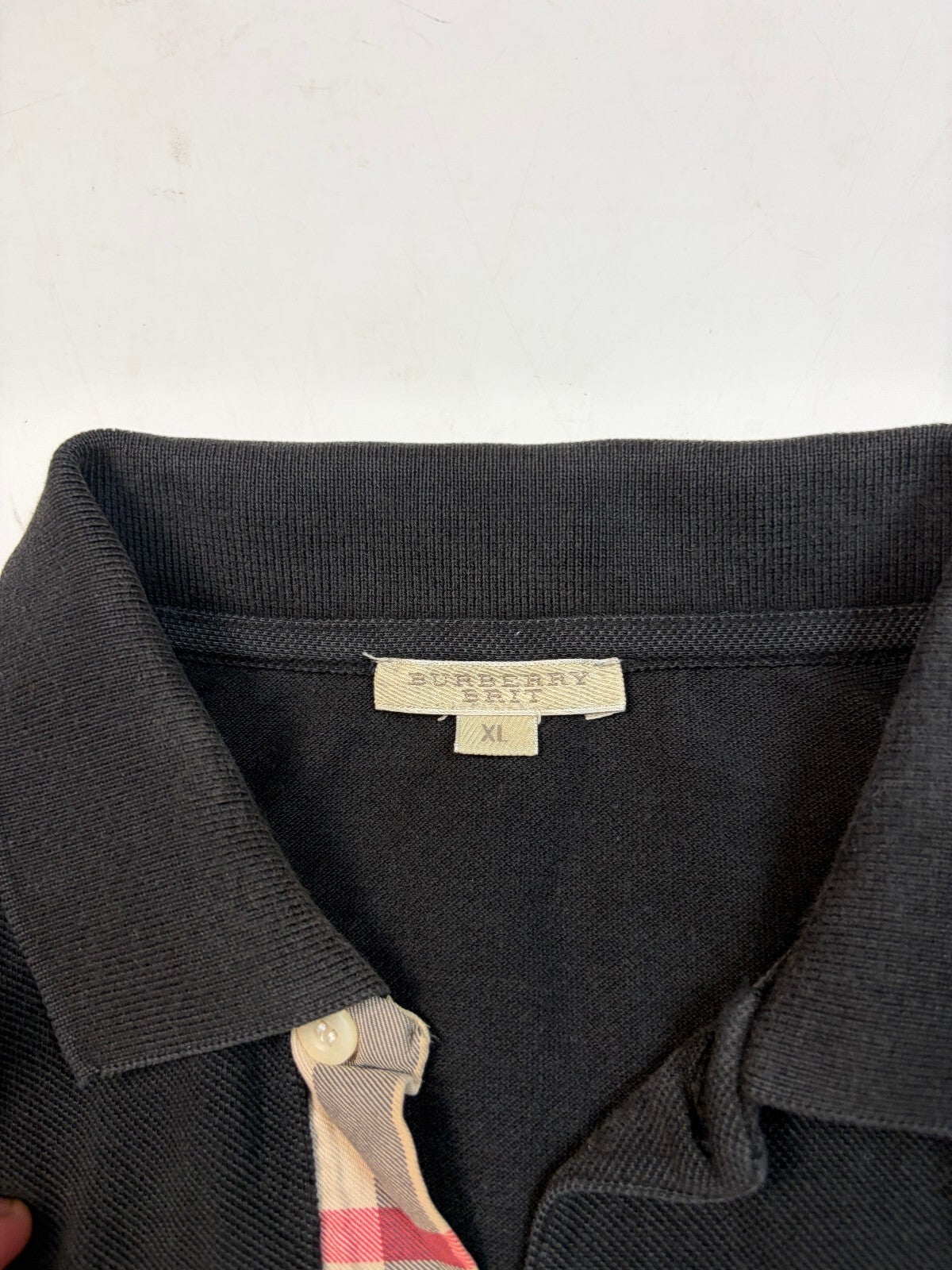 Vintage Burberry Brit long sleeve polo shirt (XL)