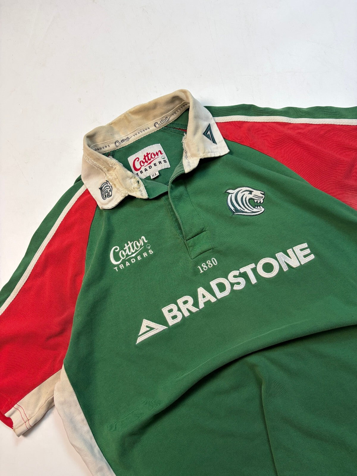 Vintage Leicester Tigers 2003/04 Cotton Traders home rugby union shirt (XL)