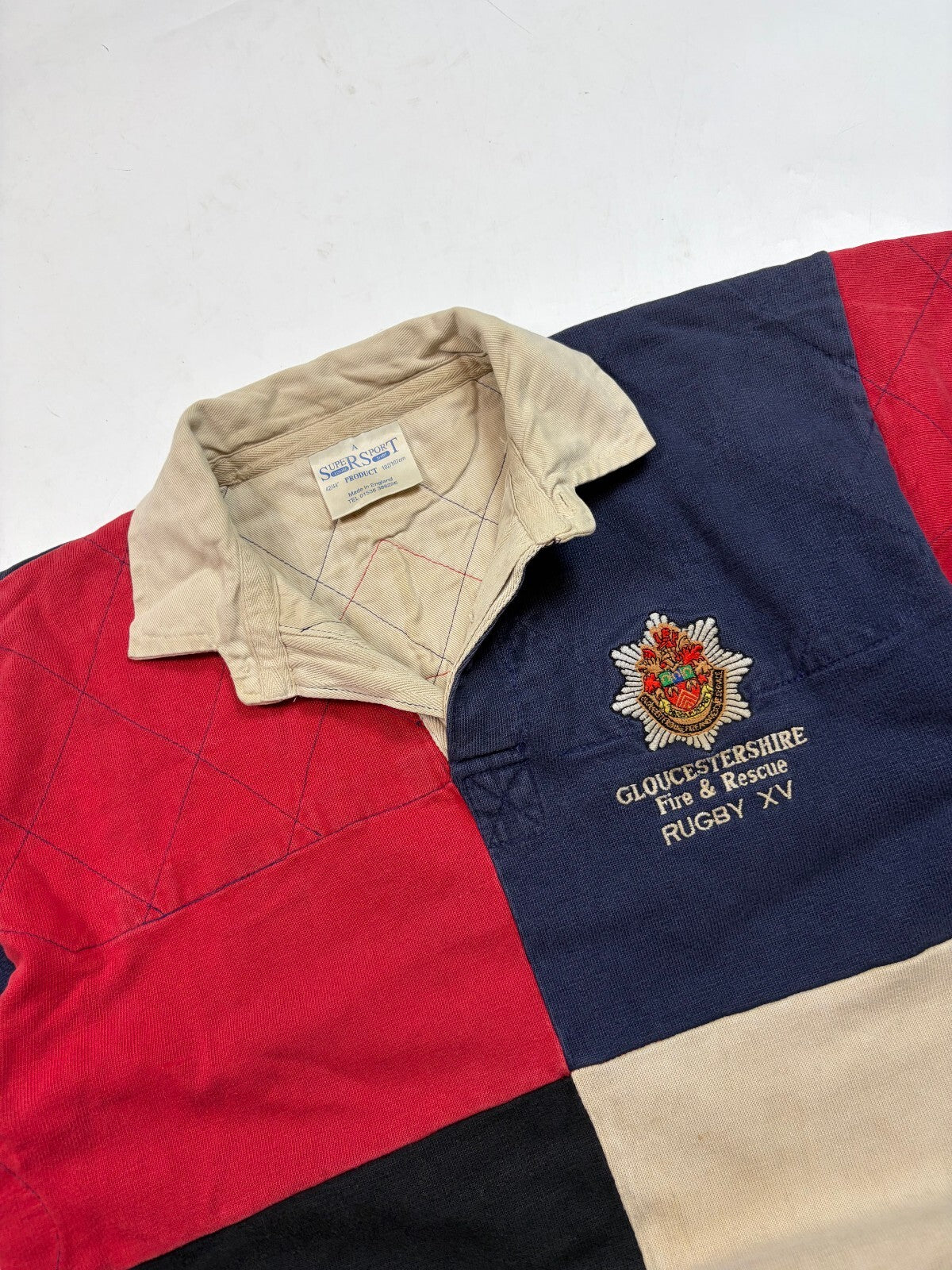 Vintage 80s Gloucestershire fire & rescue match wornrugby union shirt (L)
