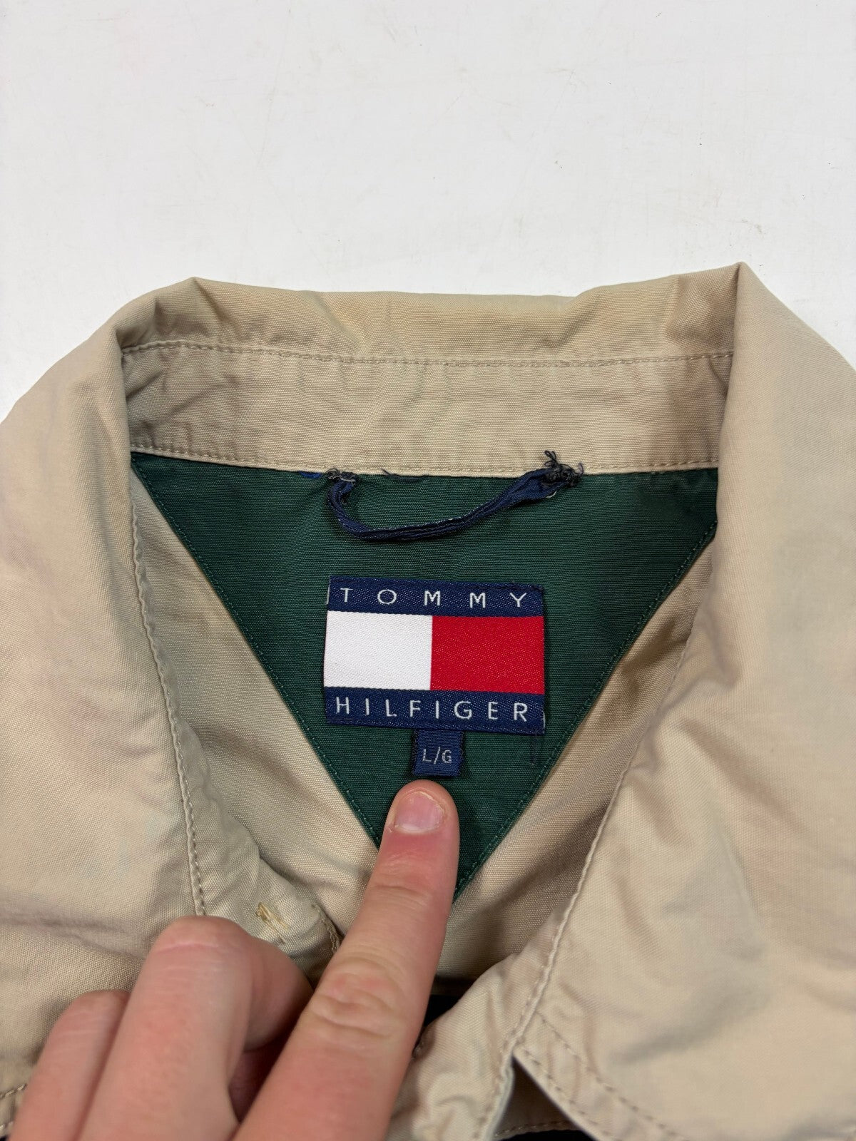 Vintage 90s Tommy Hilfiger striped harrington jacket (L)