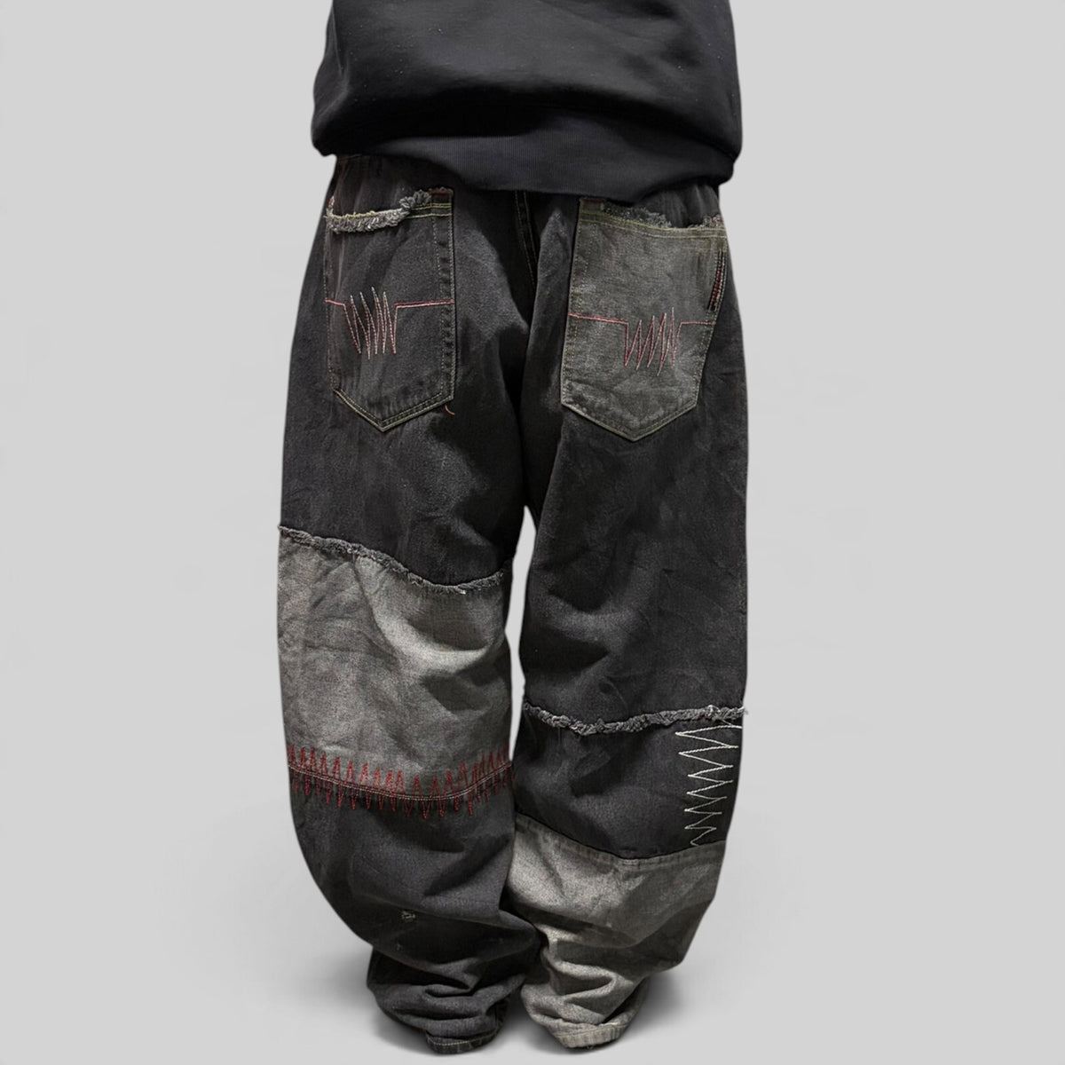 Vintage Akademiks patchwork baggy hip hop jeans (W38)
