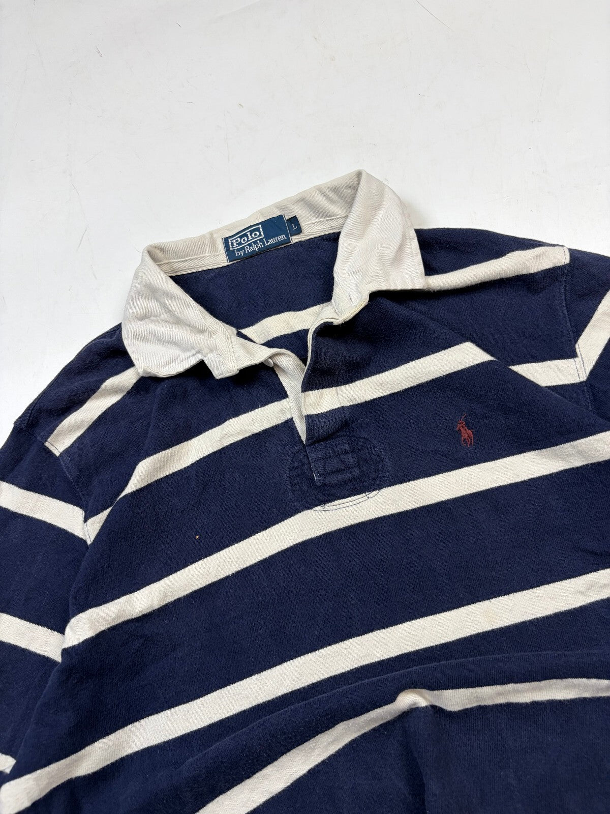 Vintage 90s Ralph Lauren striped rugby polo shirt (L)
