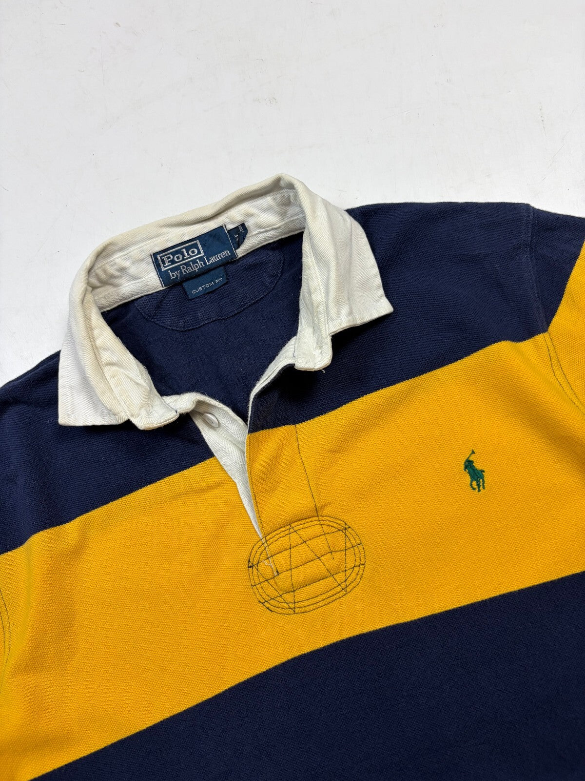 Vintage Ralph Lauren striped short sleeve rugby polo shirt (M)