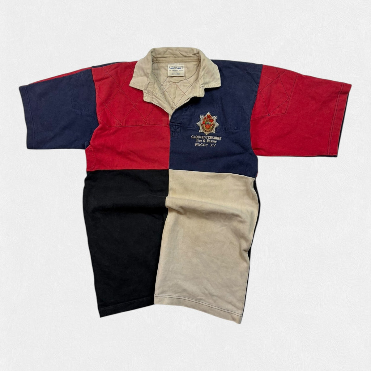 Vintage 80s Gloucestershire fire & rescue match wornrugby union shirt (L)