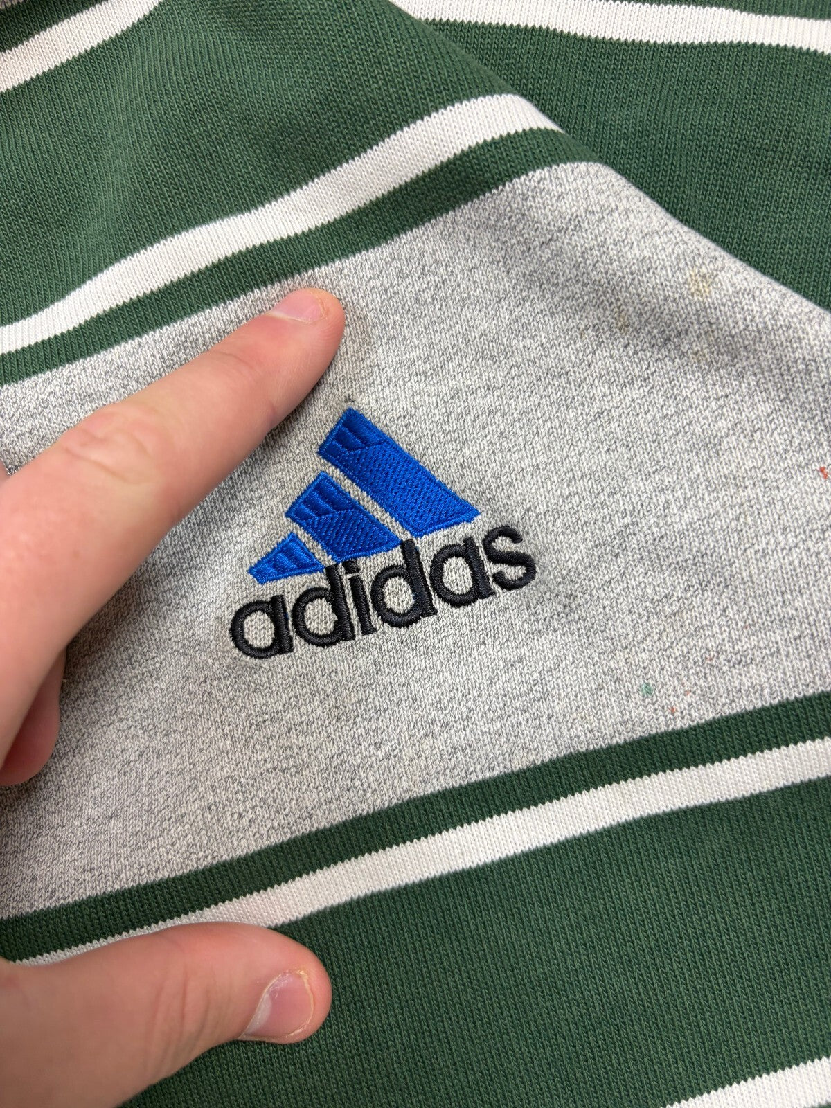 Vintage 90s adidas striped rugby polo shirt (L)