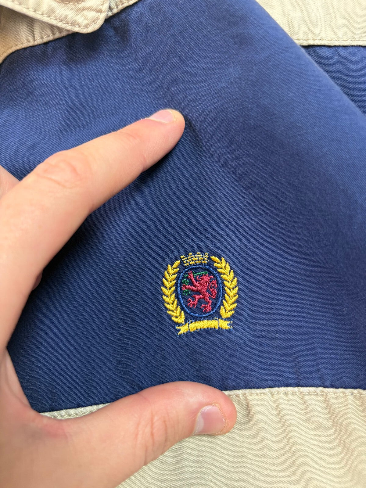 Vintage 90s Tommy Hilfiger striped harrington jacket (L)