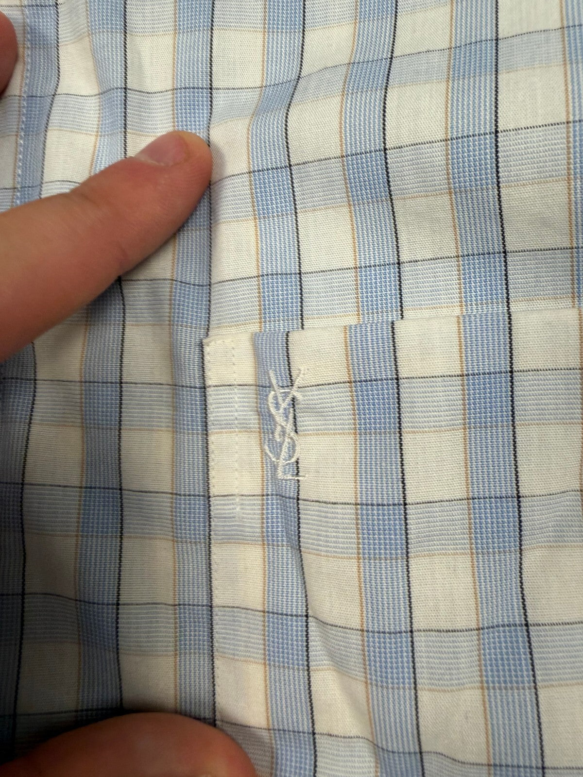 Vintage Yves Saint Laurent YSL short sleeve checkered shirt (M)