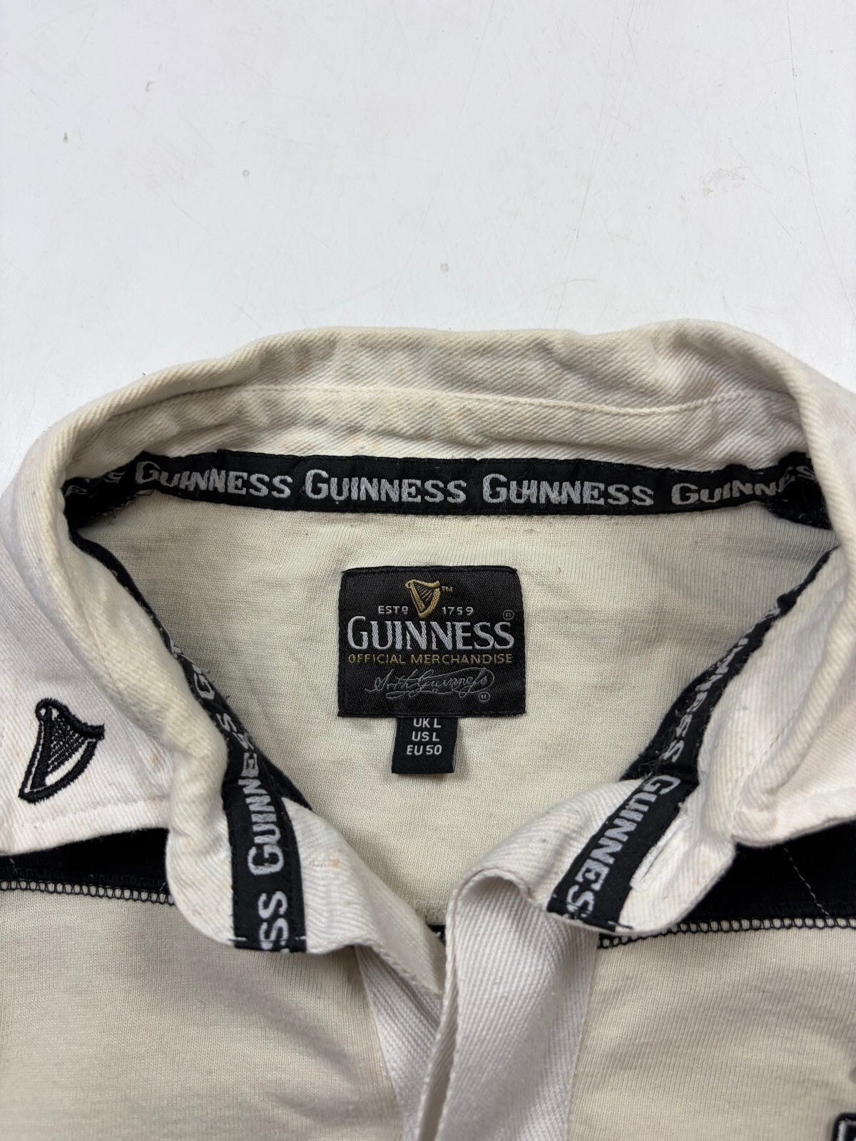 Vintage Guinness striped rugby polo shirt (L)