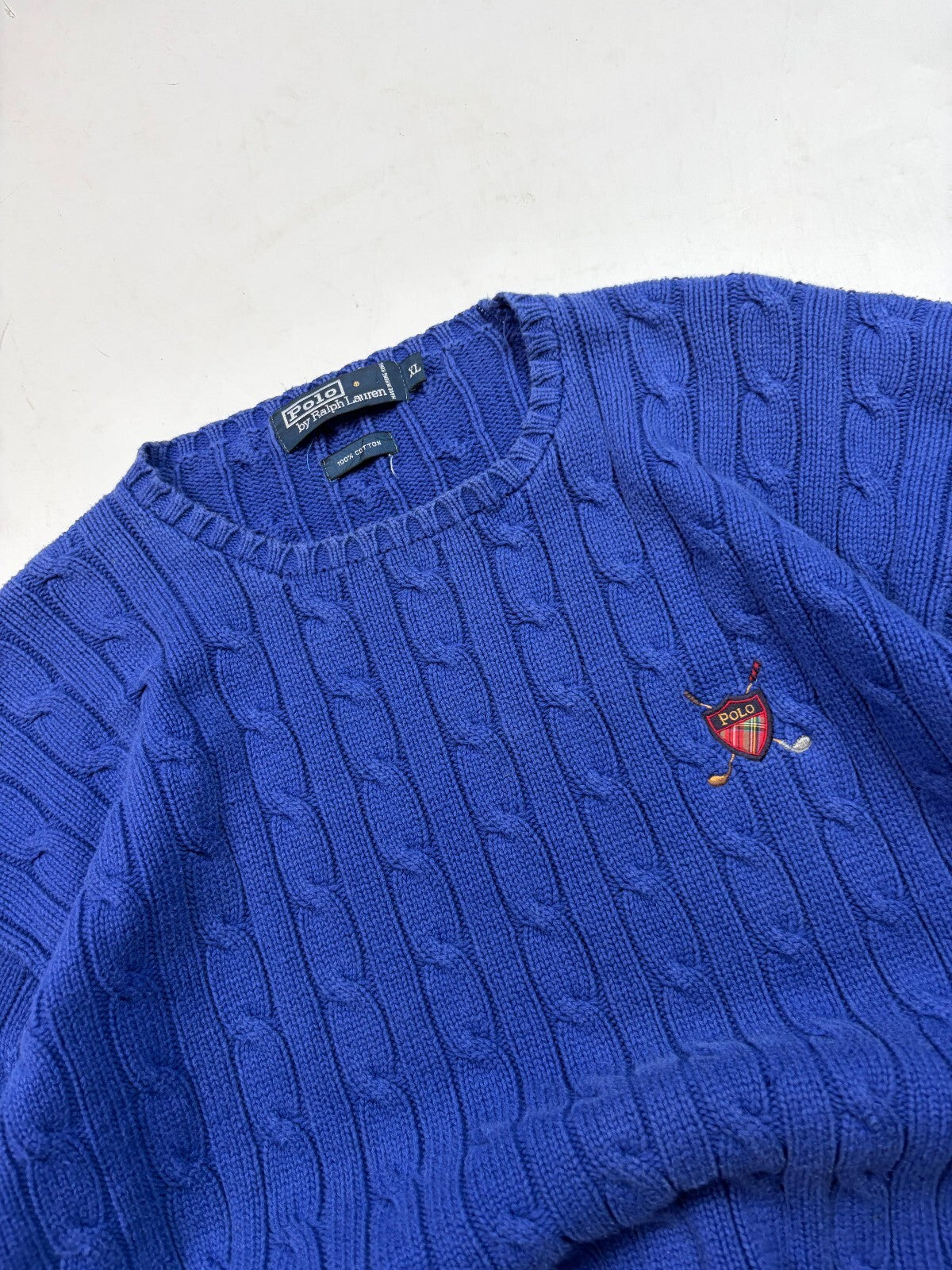 Vintage 90s Polo Ralph Lauren golf cable knit sweater (XL)