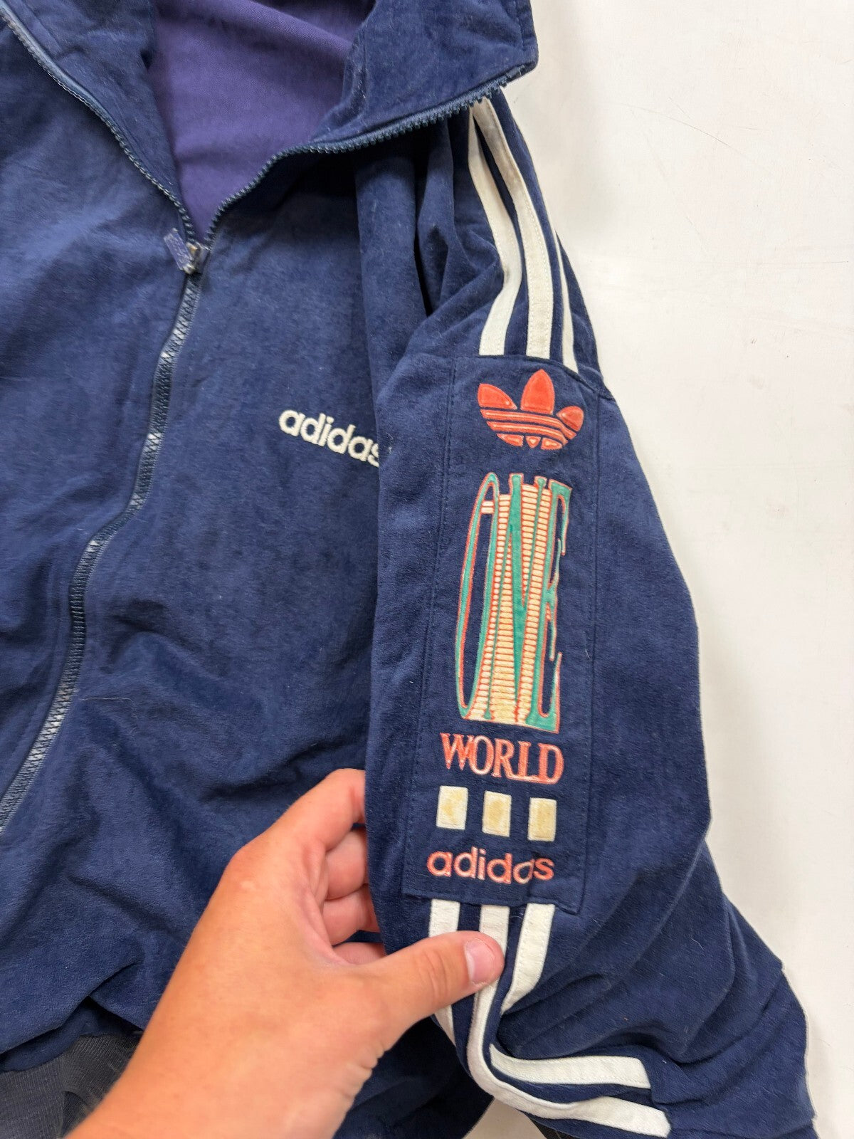 Vintage 90s adidas originals velour track top (L)