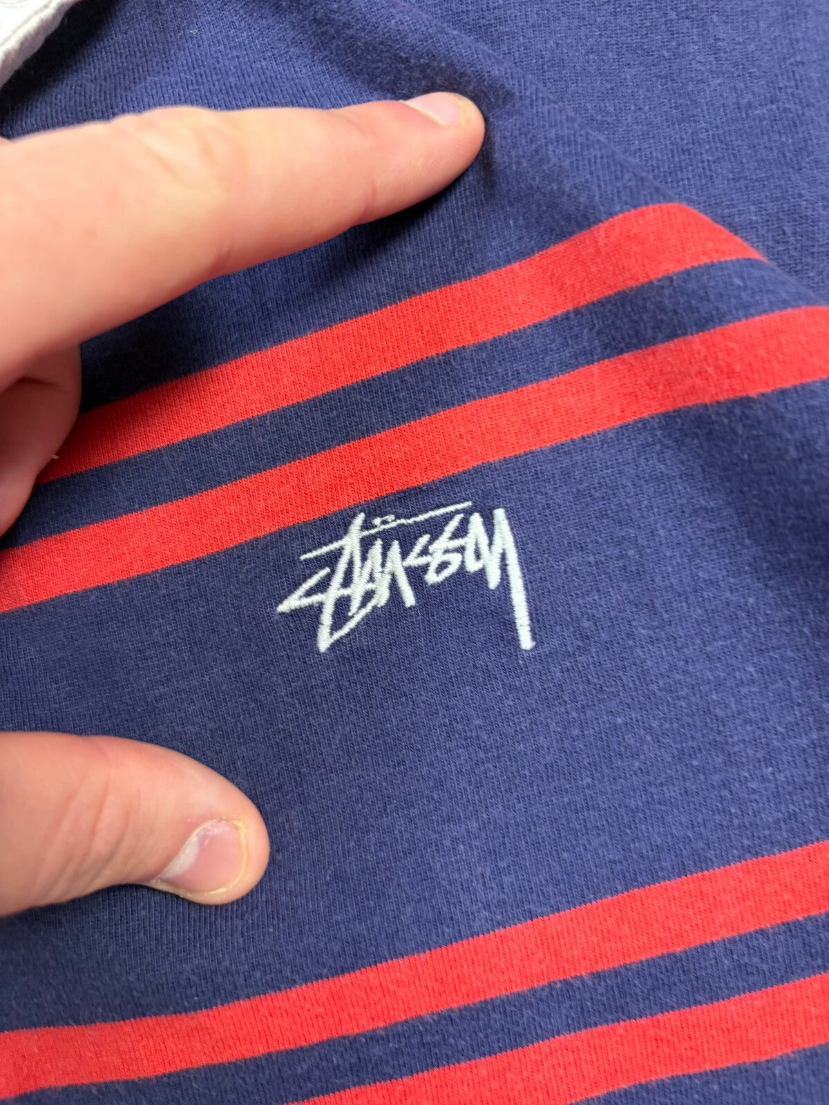 Stussy striped rugby polo shirt (M)