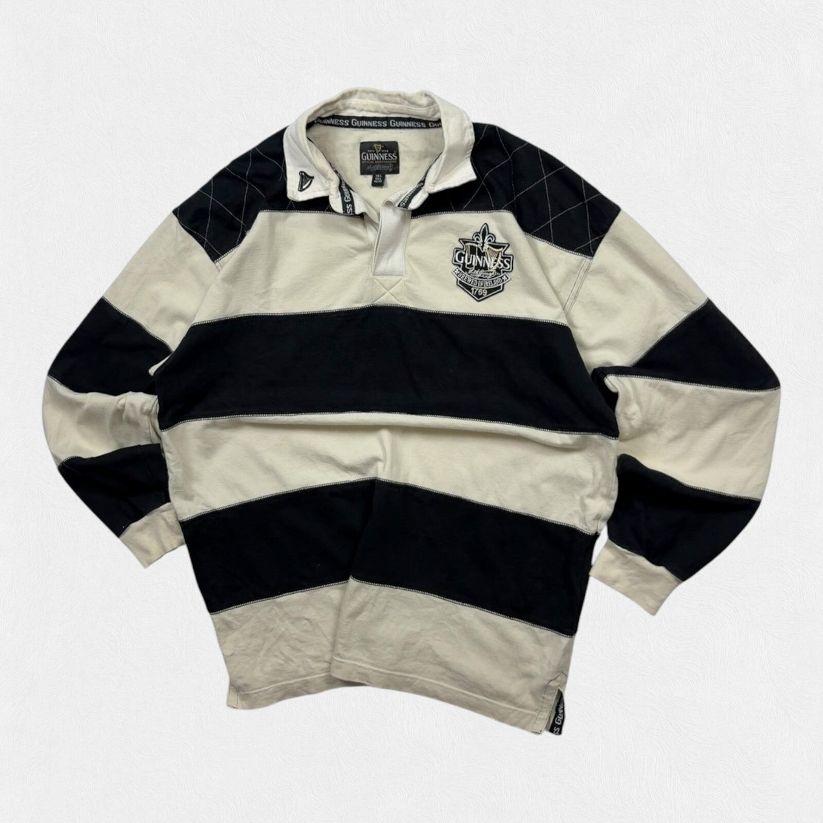 Vintage Guinness striped rugby polo shirt (L)