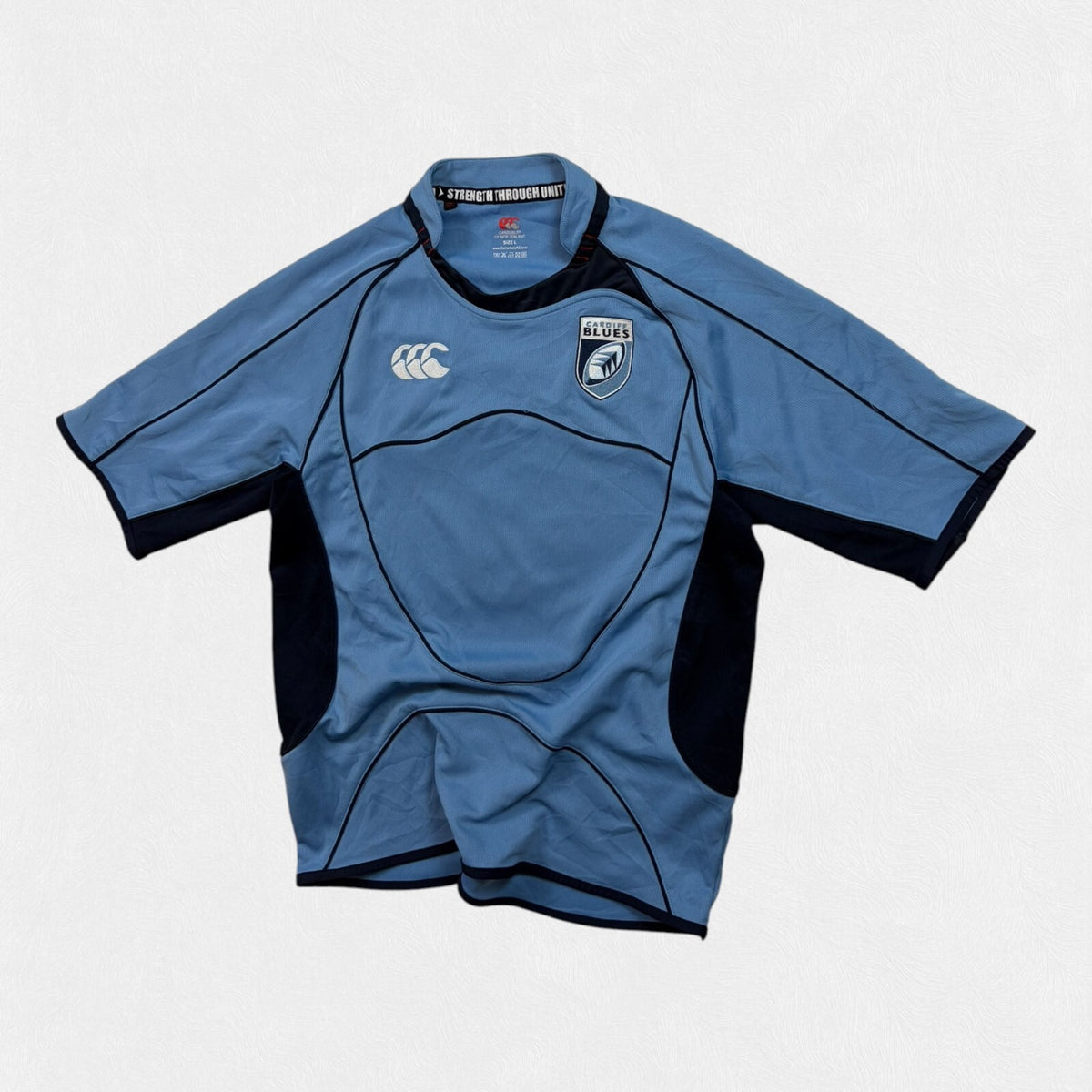 Vintage Cardiff Blues 2008/09 Canterbury home rugby shirt (L)