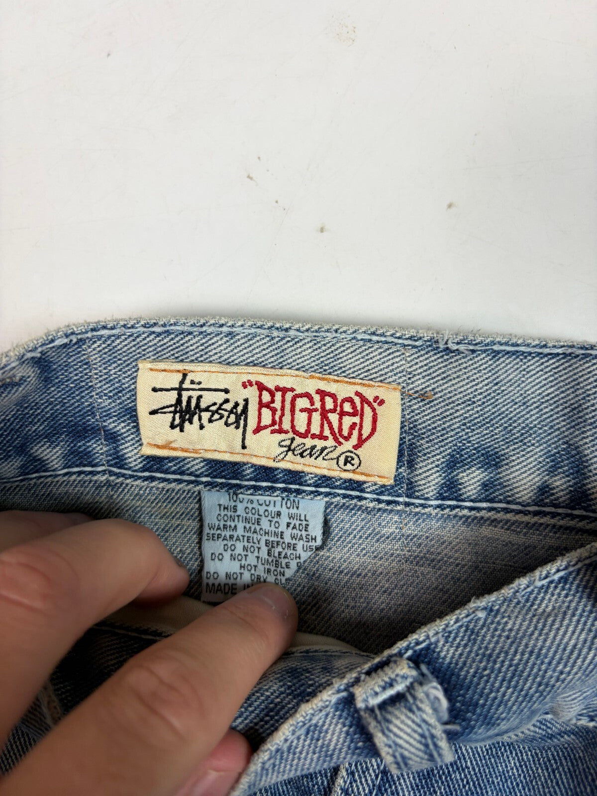 Stussy Big Ol red baggy denim jeans (W28)
