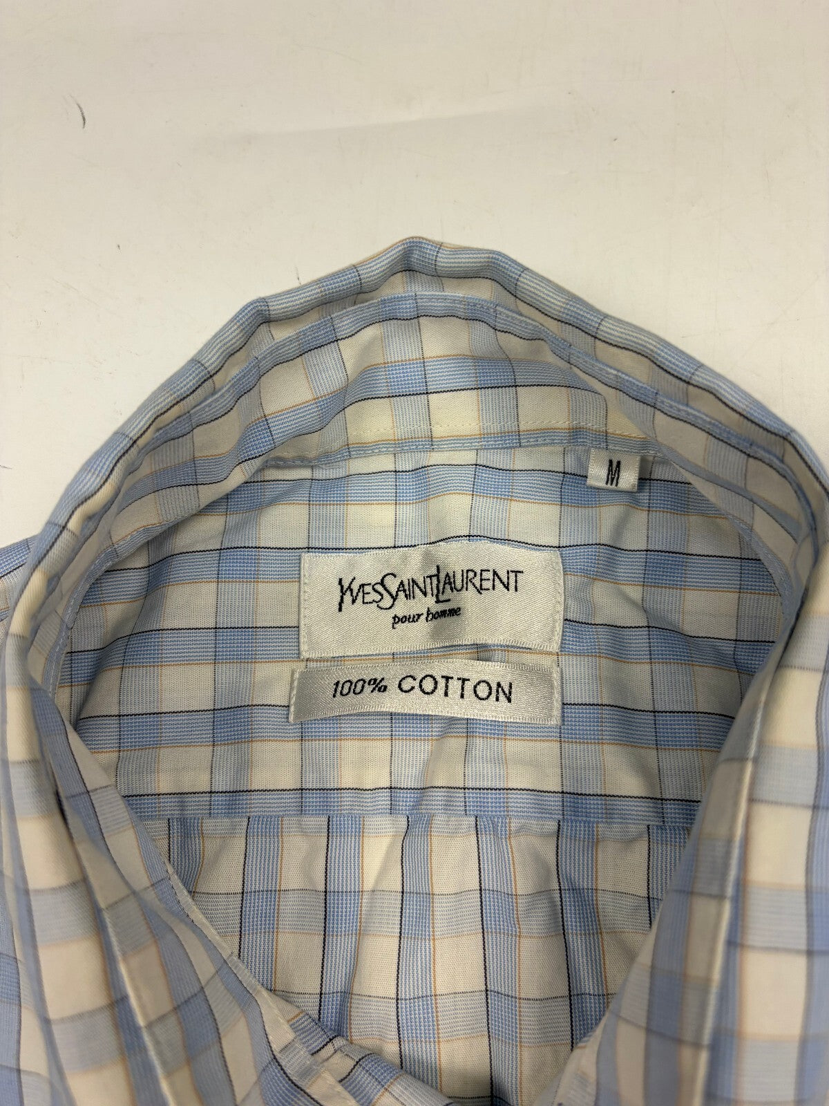 Vintage Yves Saint Laurent YSL short sleeve checkered shirt (M)