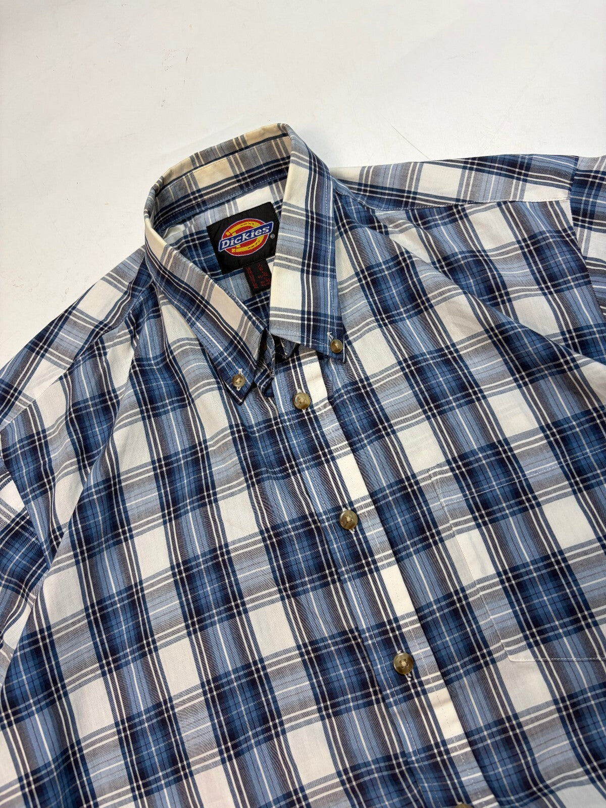 Vintage Dickies checkered short sleeve shirt (L)