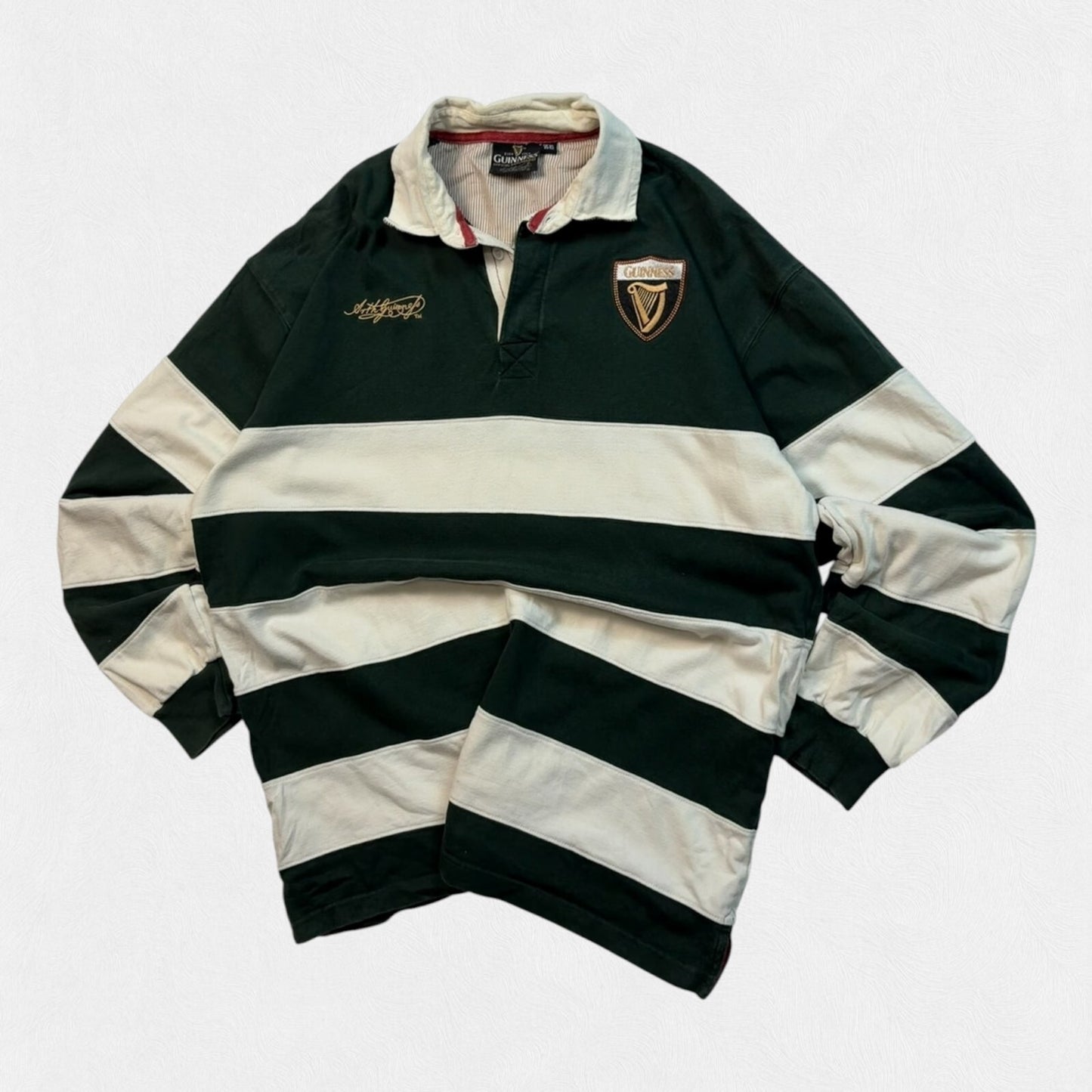 Vintage Guinness beer striped rugby polo shirt (XL)