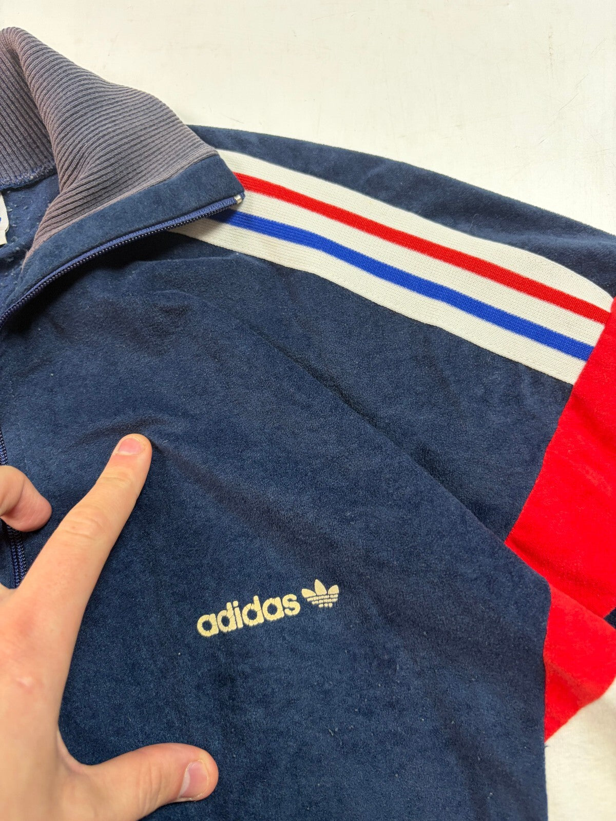 Vintage 80s adidas originals ventex velour track top (L)