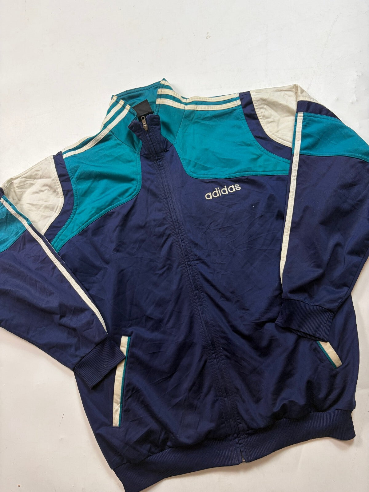 Vintage 90s adidas originals colour block centre logo track top (L)