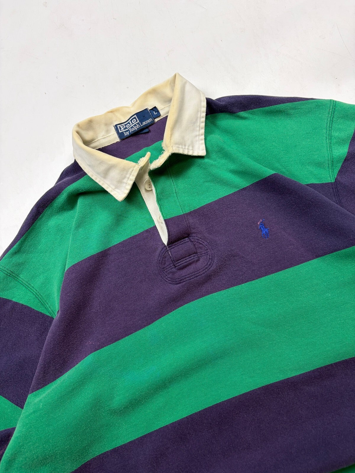 Vintage 90s Ralph Lauren striped rugby polo shirt (L)