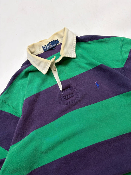 Vintage 90s Ralph Lauren striped rugby polo shirt (L)