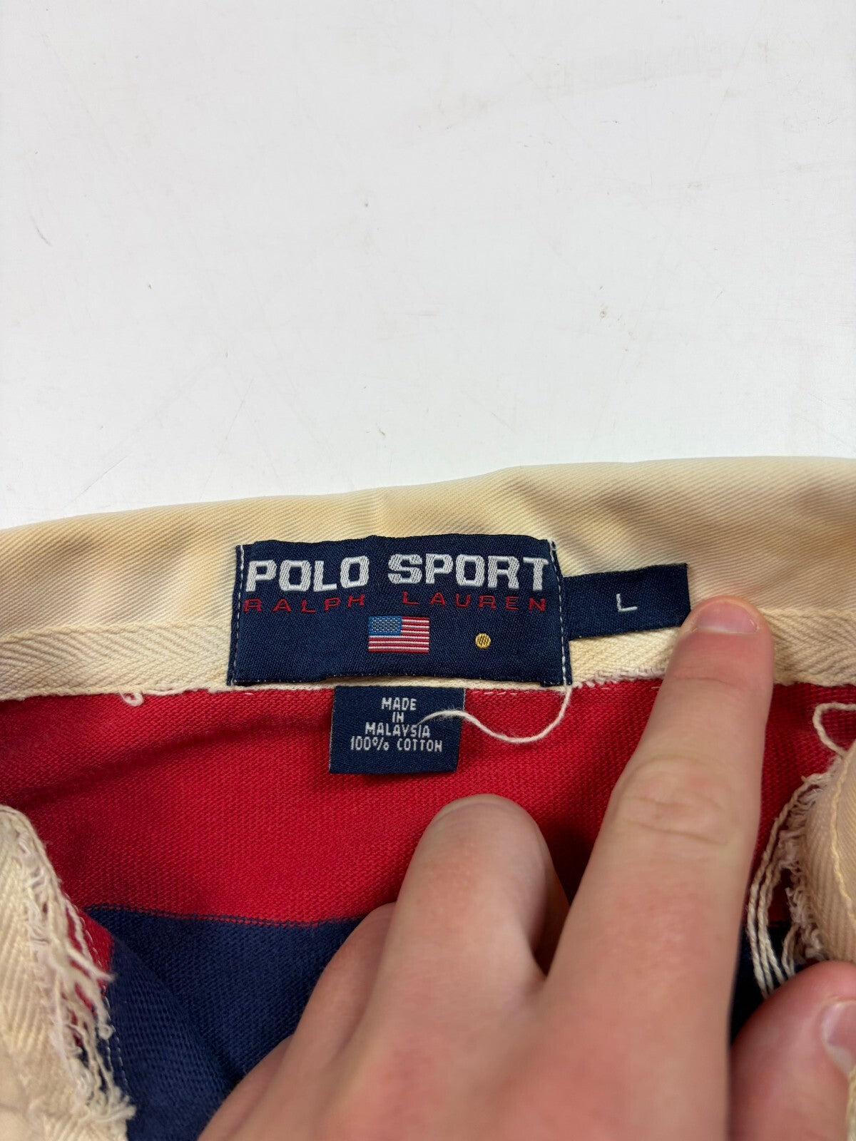 Vintage 90s Ralph Lauren Polo sport striped rugby polo (L)