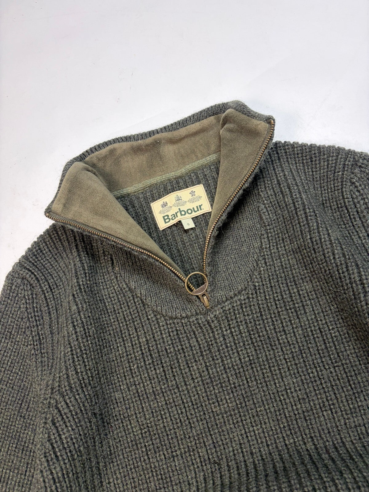 Barbour quarter zip fisherman knit sweater (S)
