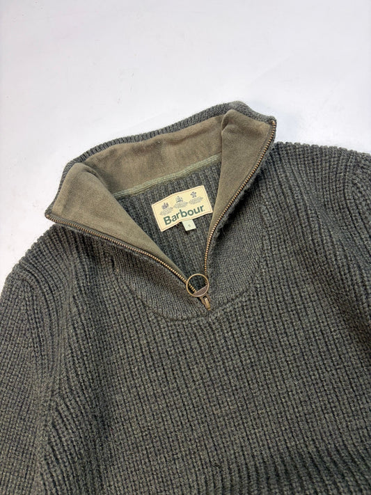 Barbour quarter zip fisherman knit sweater (S)