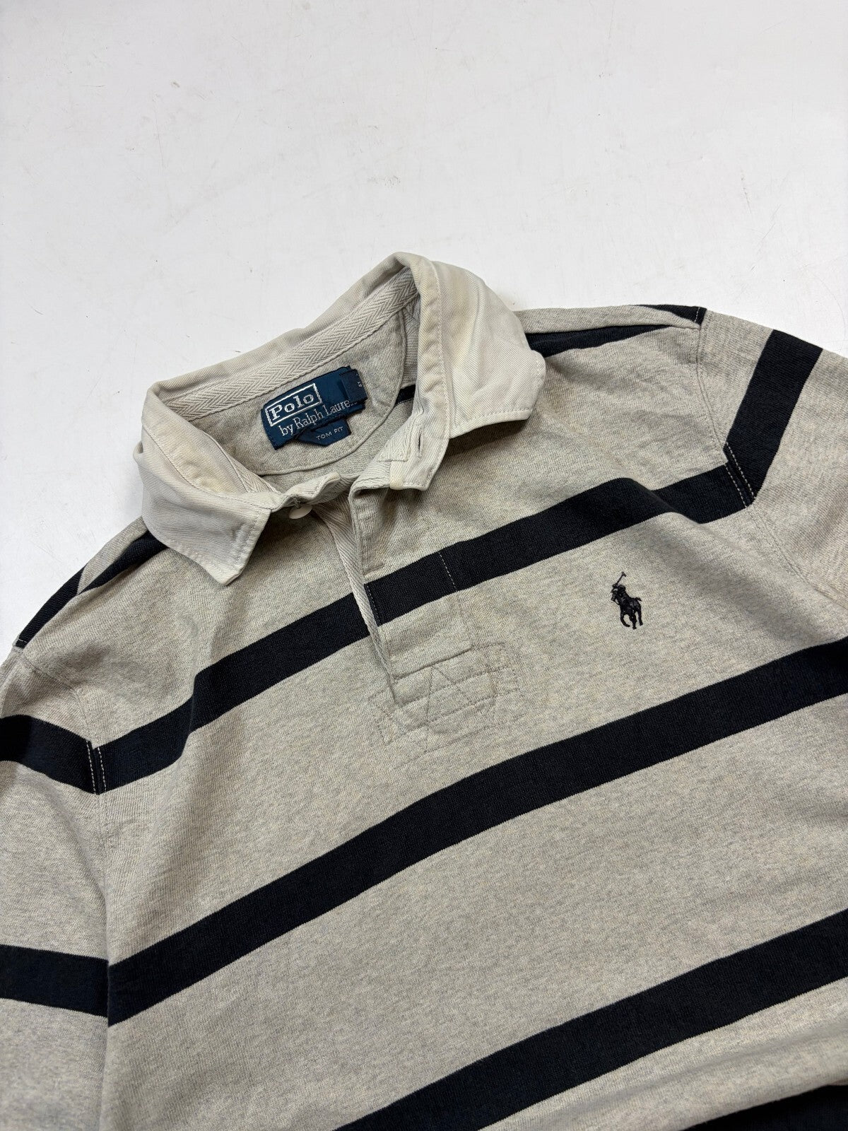 Vintage Y2K Ralph Lauren striped rugby polo shirt (S)