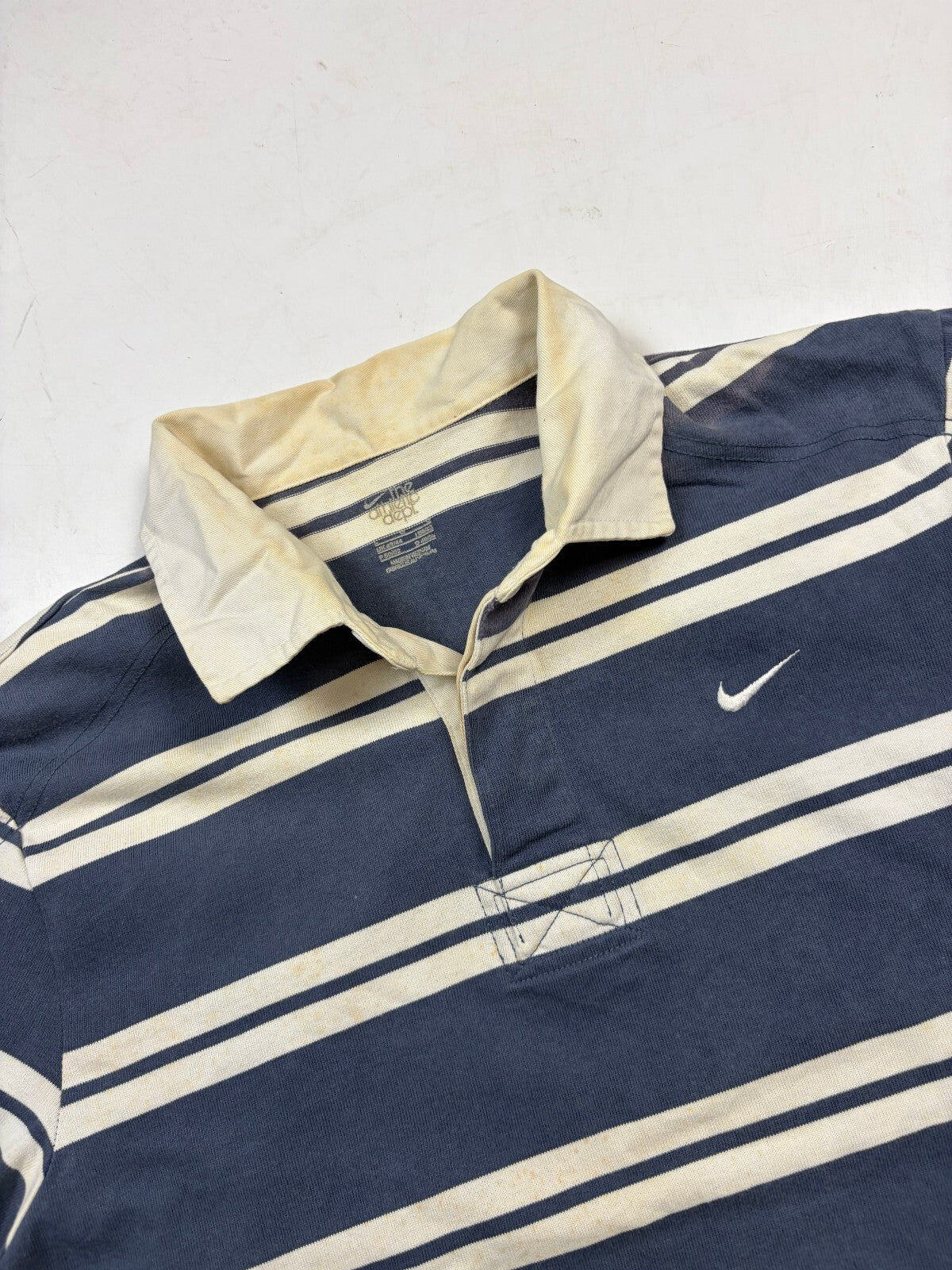 Vintage Y2K Nike striped short sleeve rugby polo shirt (L)