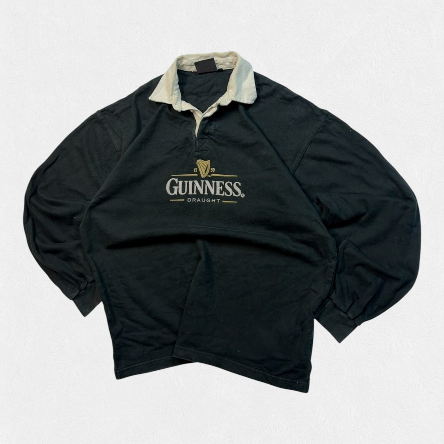 Vintage Guinness beer spell out rugby polo shirt (XL)