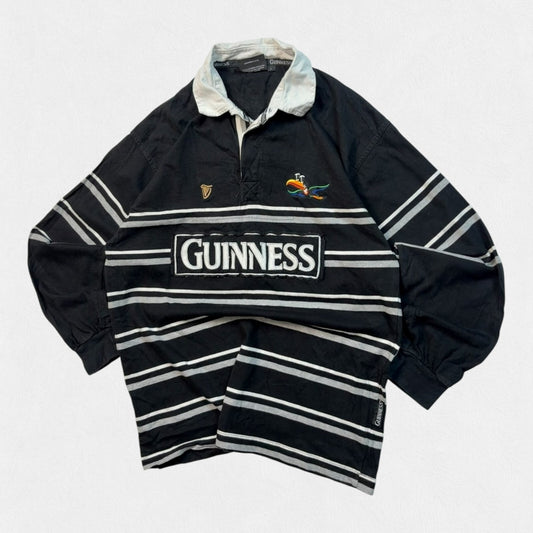 Vintage Guinness beer striped rugby polo shirt (M)