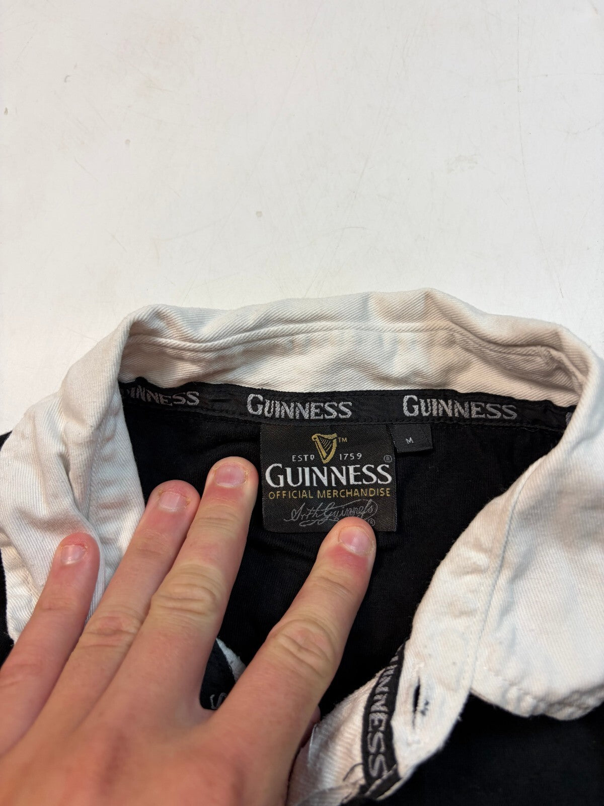 Vintage Guinness beer striped rugby polo shirt (M)