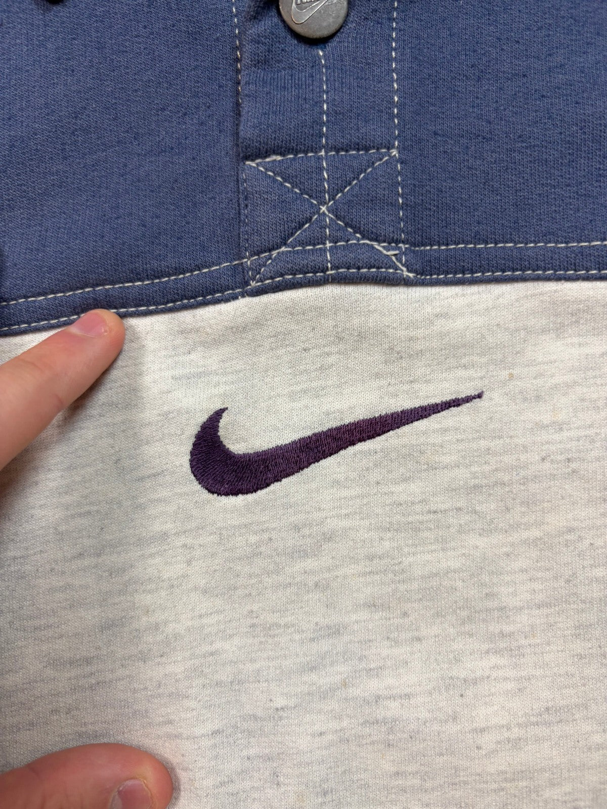 Vintage 90s nike centre swoosh collared sweatshirt (XL)