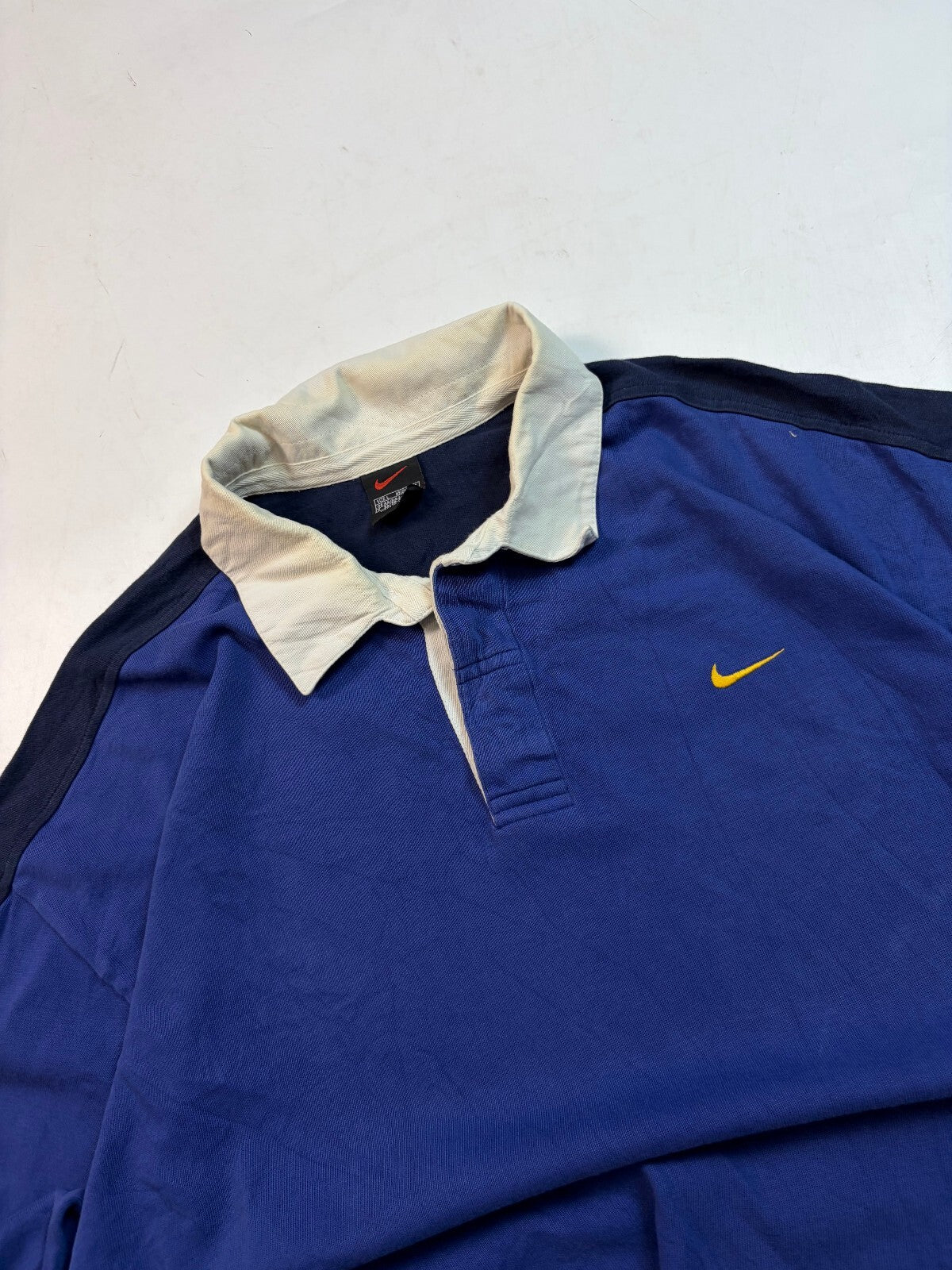 Vintage 90s Nike mini swoosh rugby polo shirt (L)