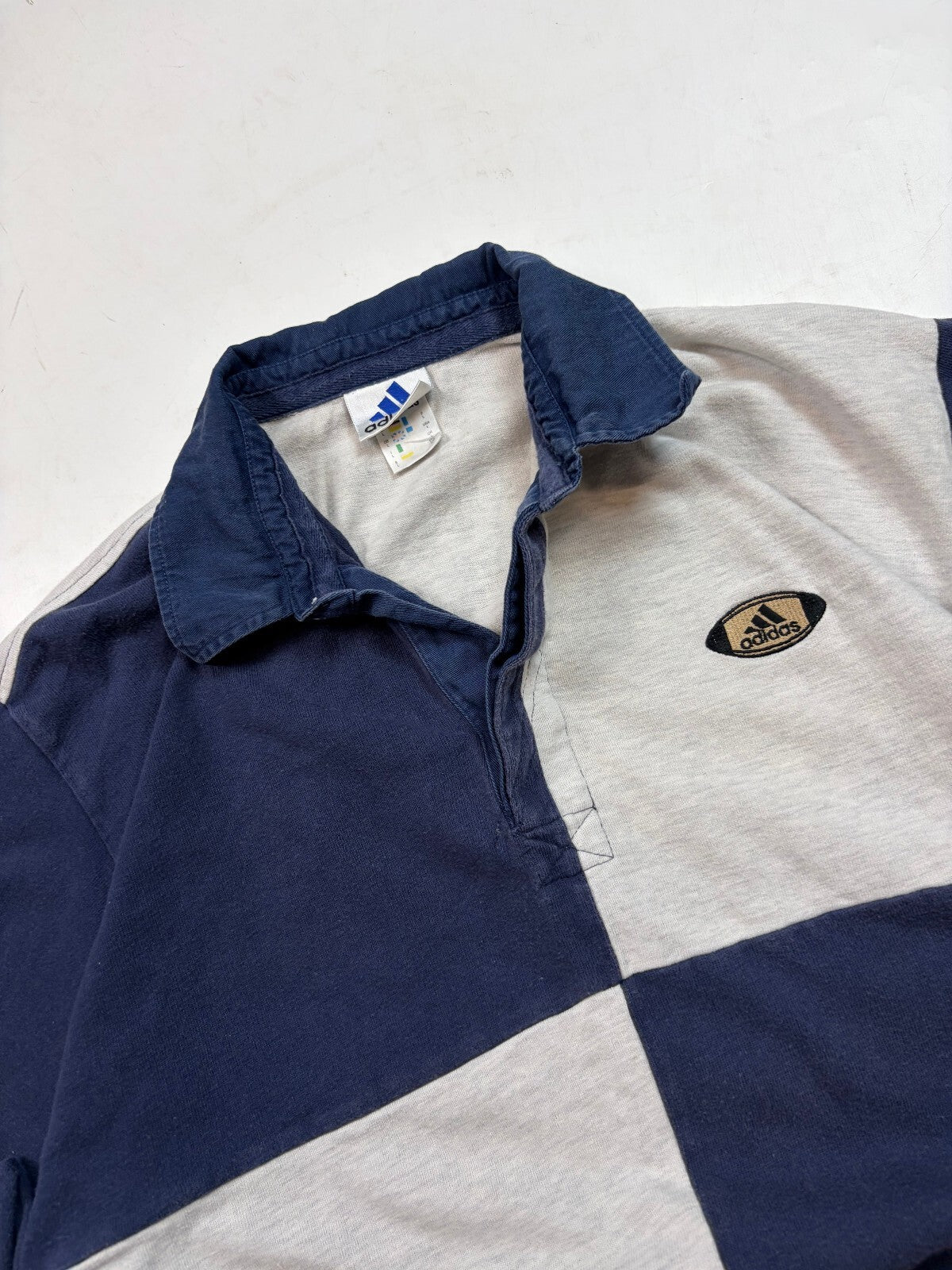 Vintage 90s adidas colour block rugby polo shirt (L)