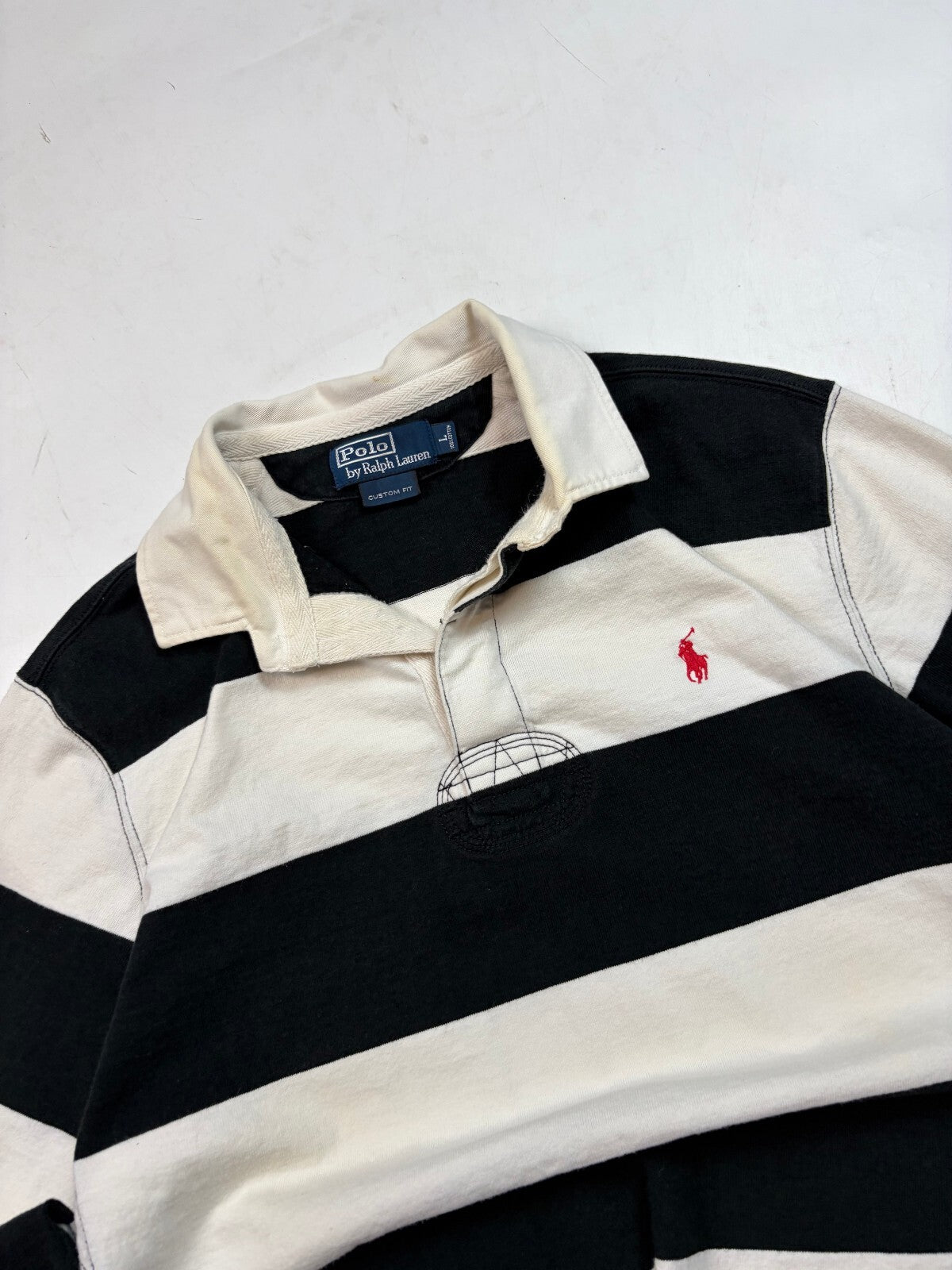 Vintage Ralph Lauren striped rugby polo shirt (L)